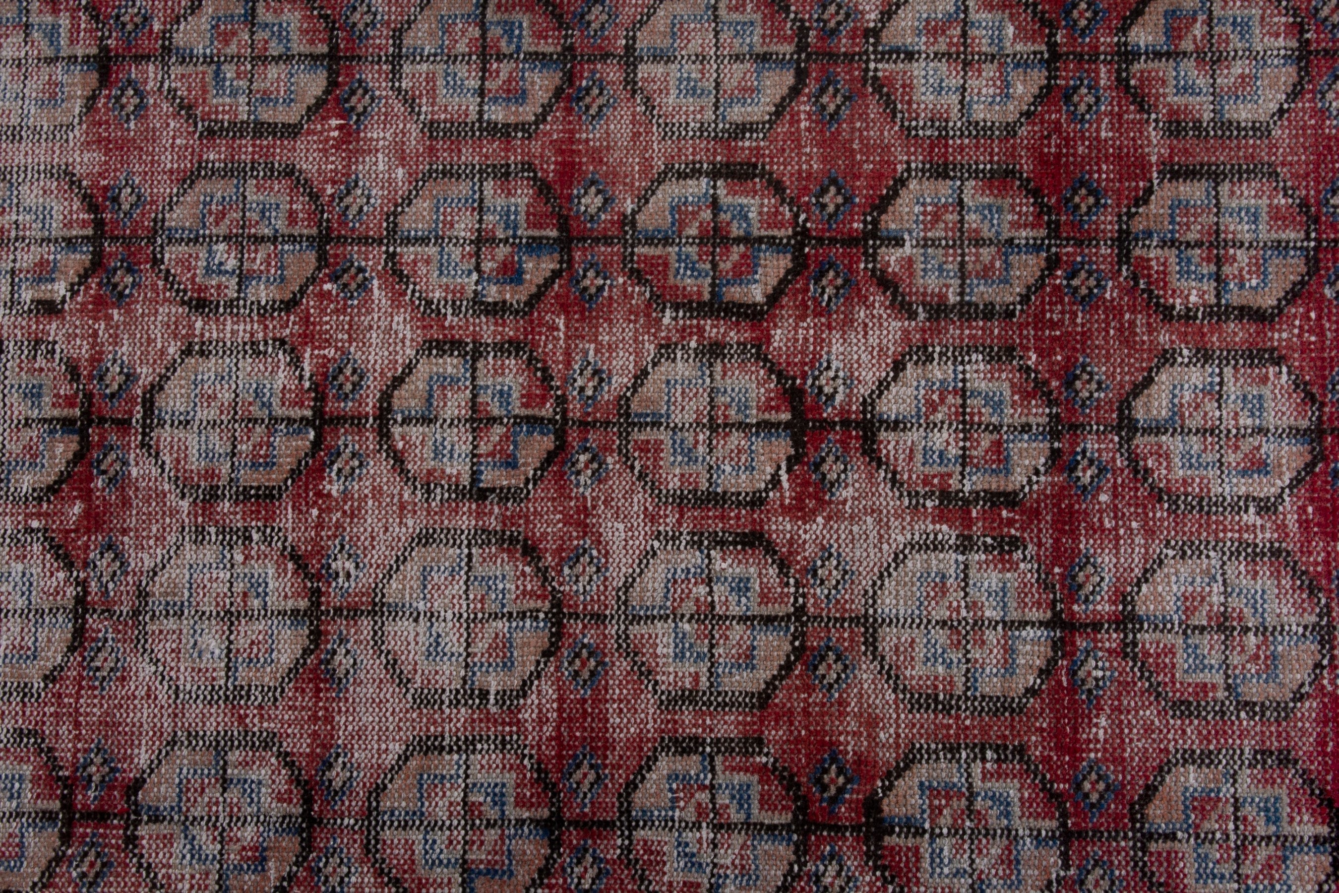 Persian Ferdos runner rug in burgundy and faded red, view 13 of 18