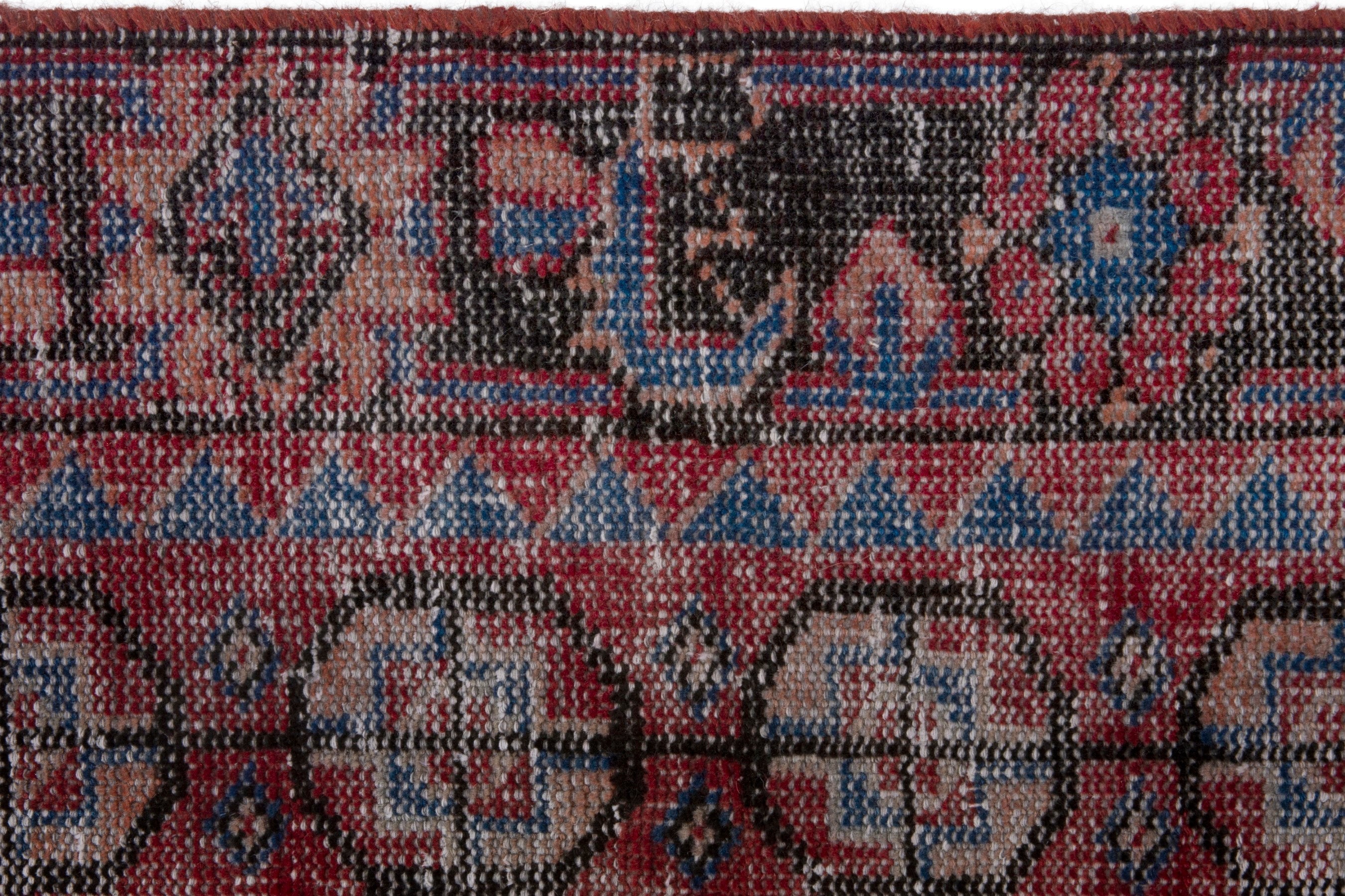 Persian Ferdos runner rug in burgundy and faded red, view 14 of 18