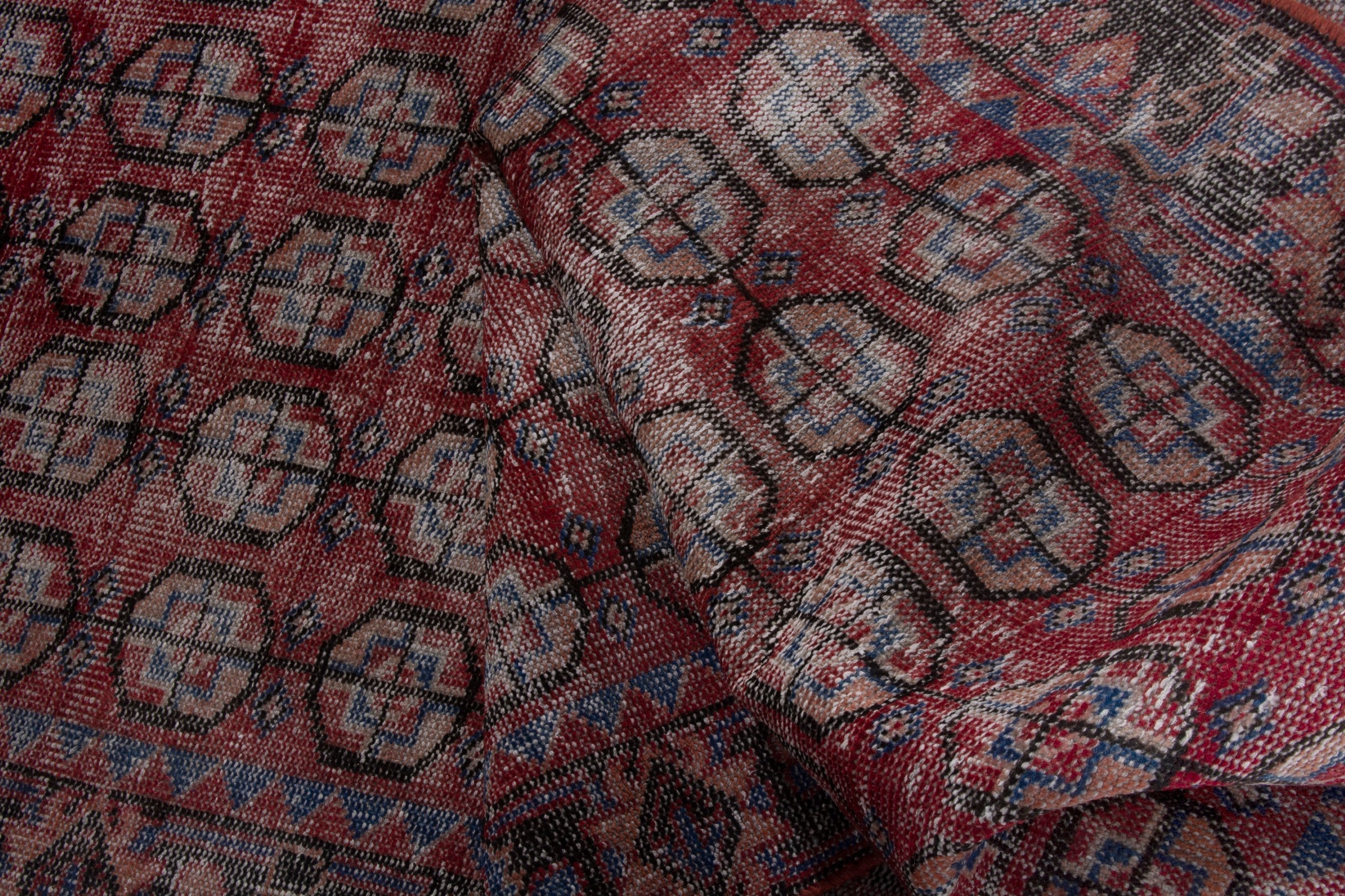 Persian Ferdos runner rug in burgundy and faded red, view 15 of 18
