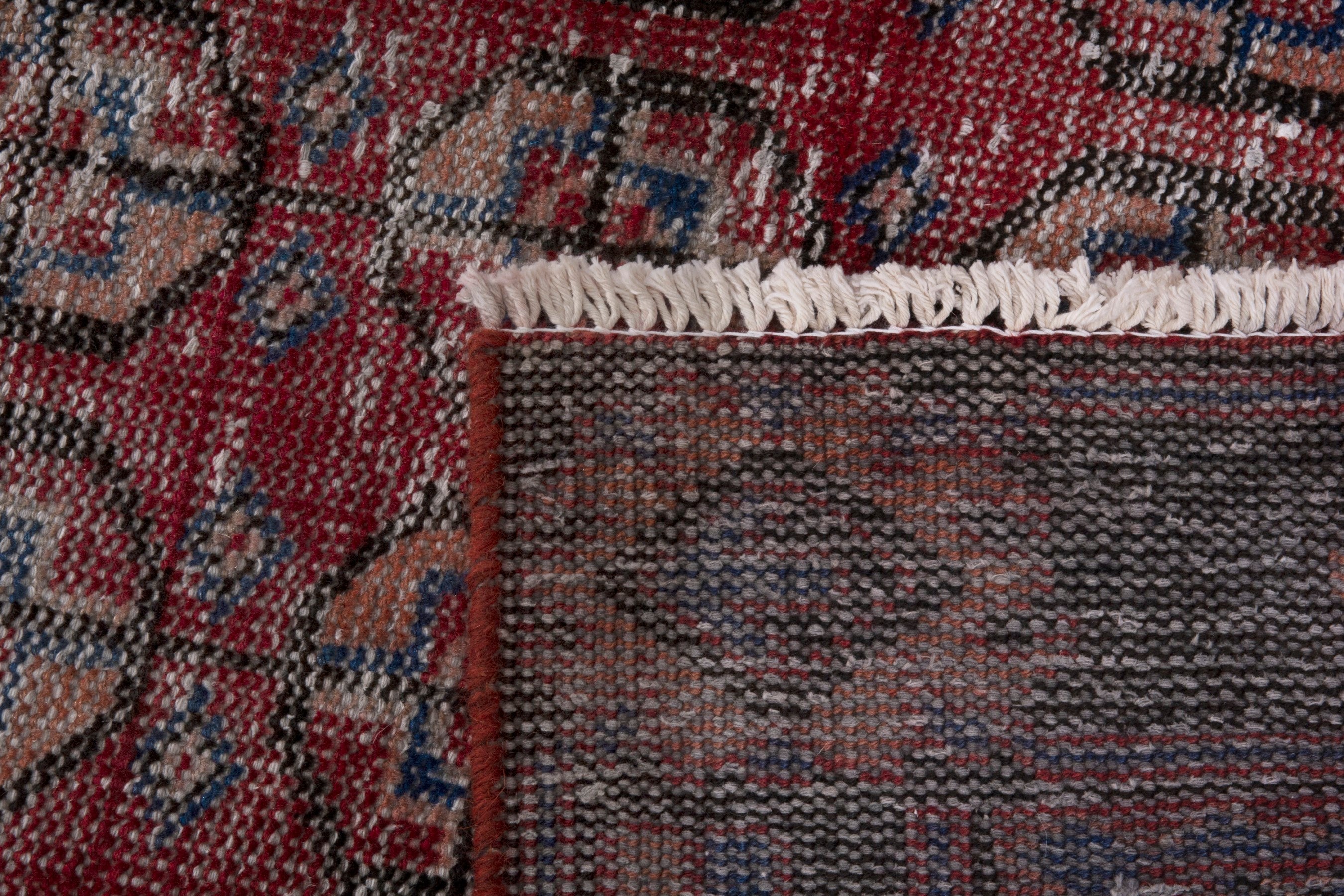 Persian Ferdos runner rug in burgundy and faded red, view 18 of 18