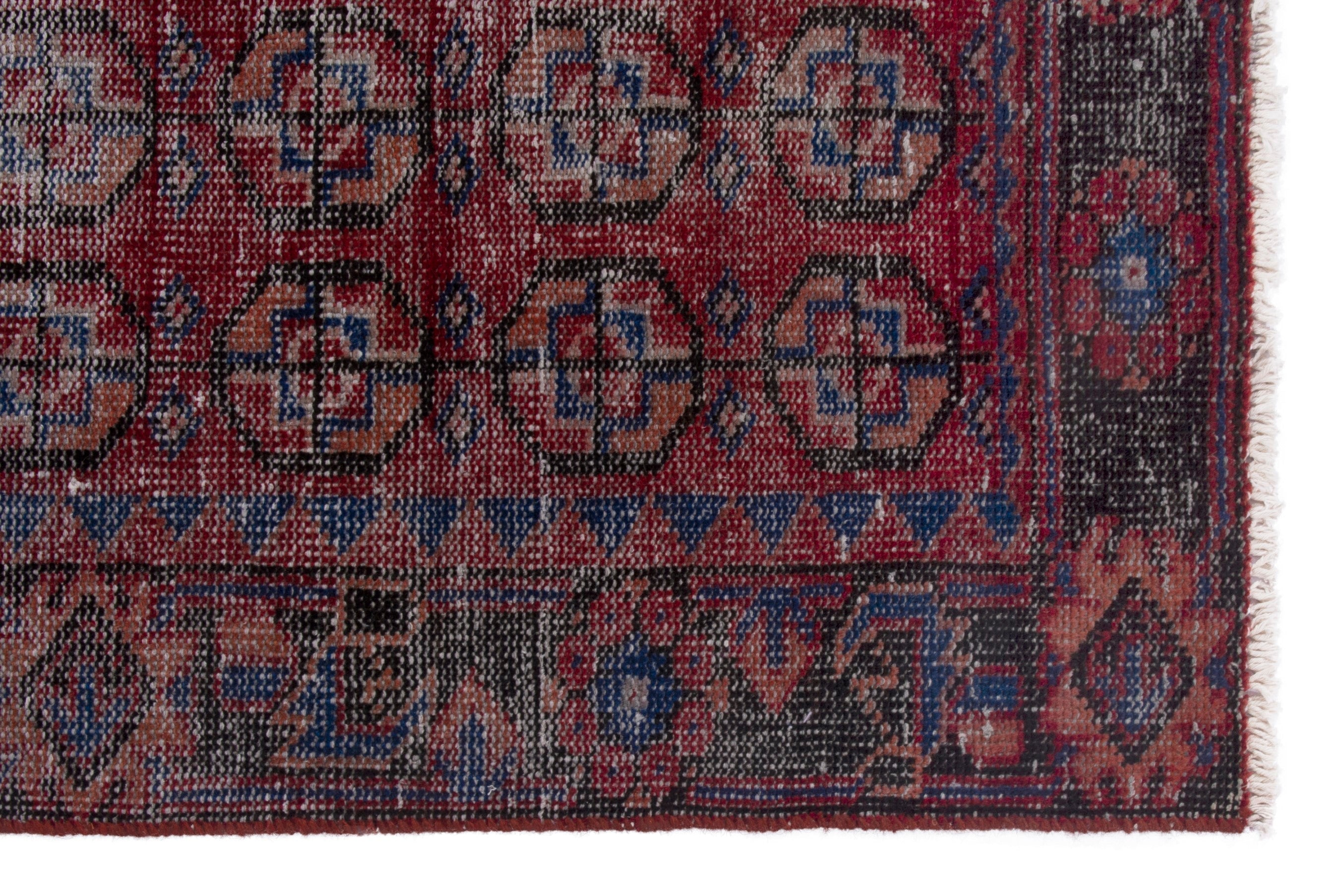 Persian Ferdos runner rug in burgundy and faded red, view 10 of 18