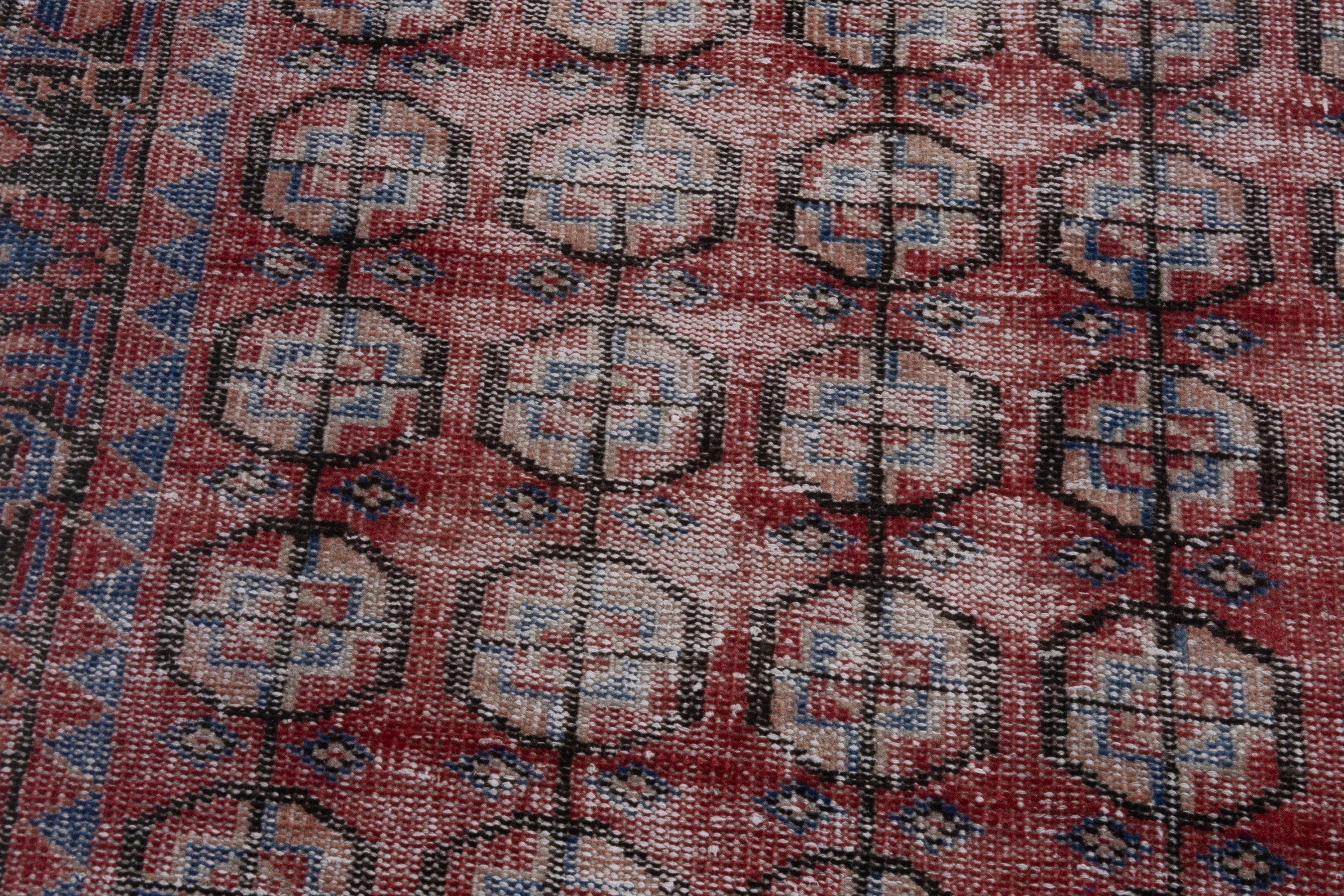 Persian Ferdos runner rug in burgundy and faded red, view 8 of 18