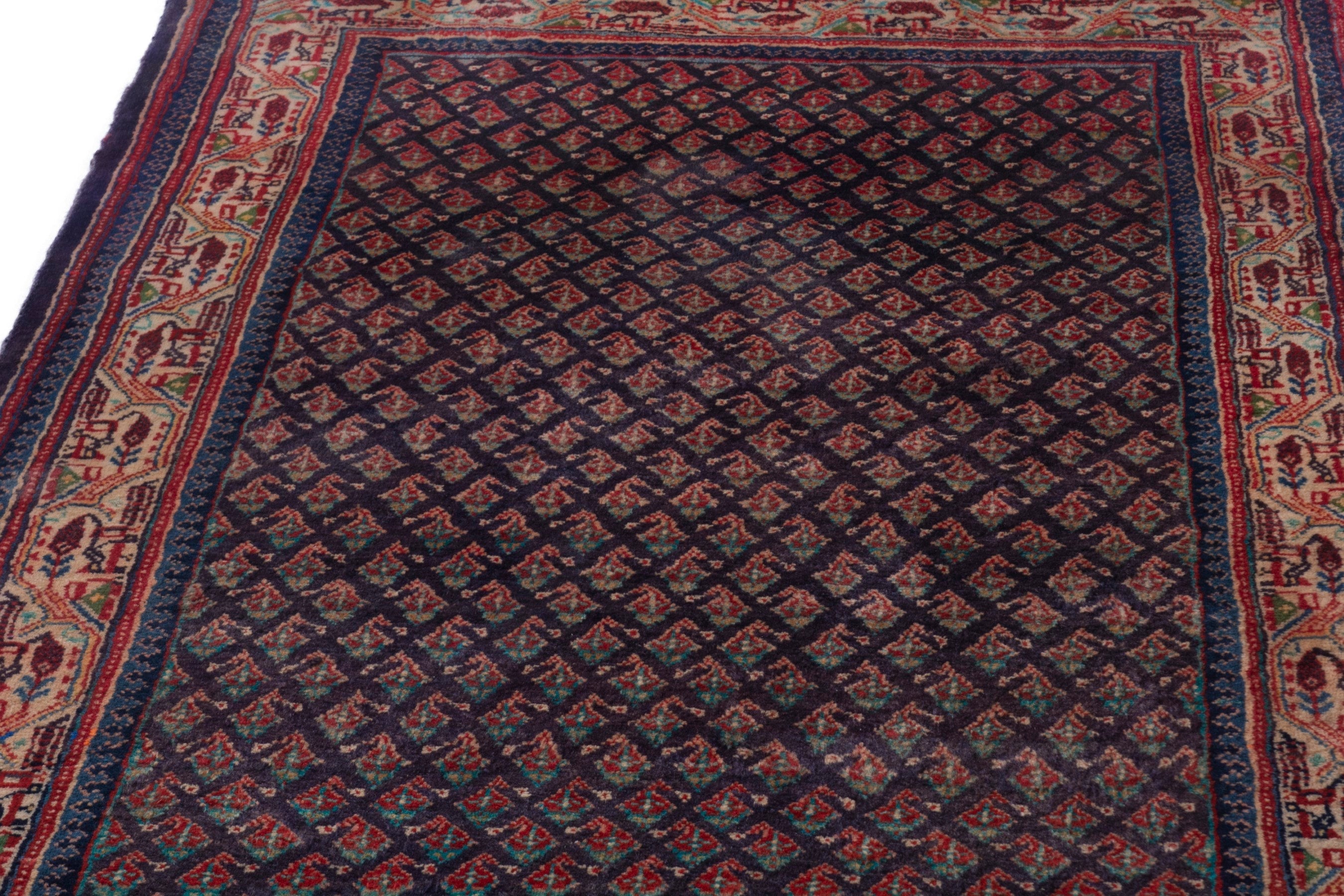 Persian Mahal runner rug in navy and rust, view 7 of 19