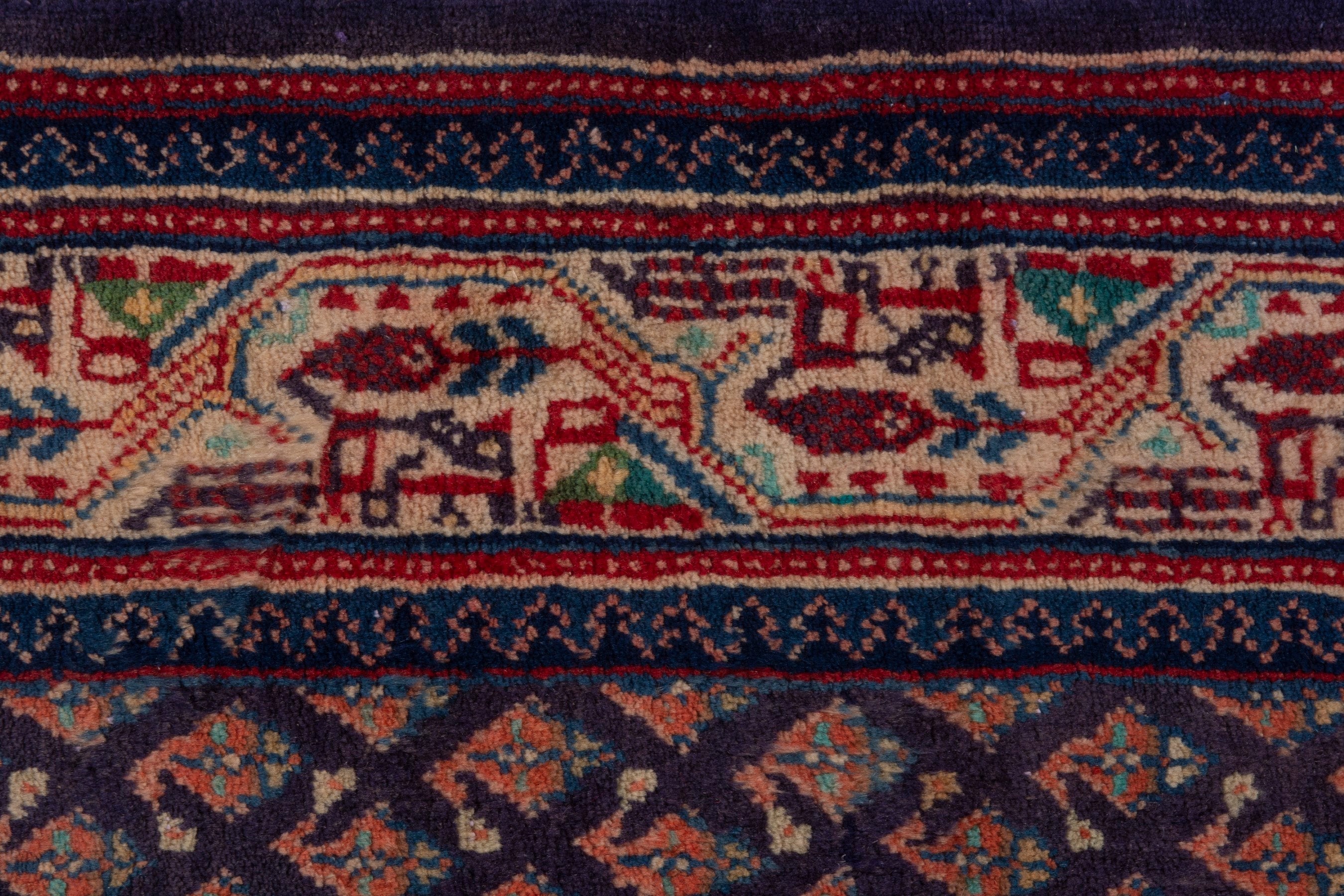 Persian Mahal runner rug in navy and rust, view 12 of 19