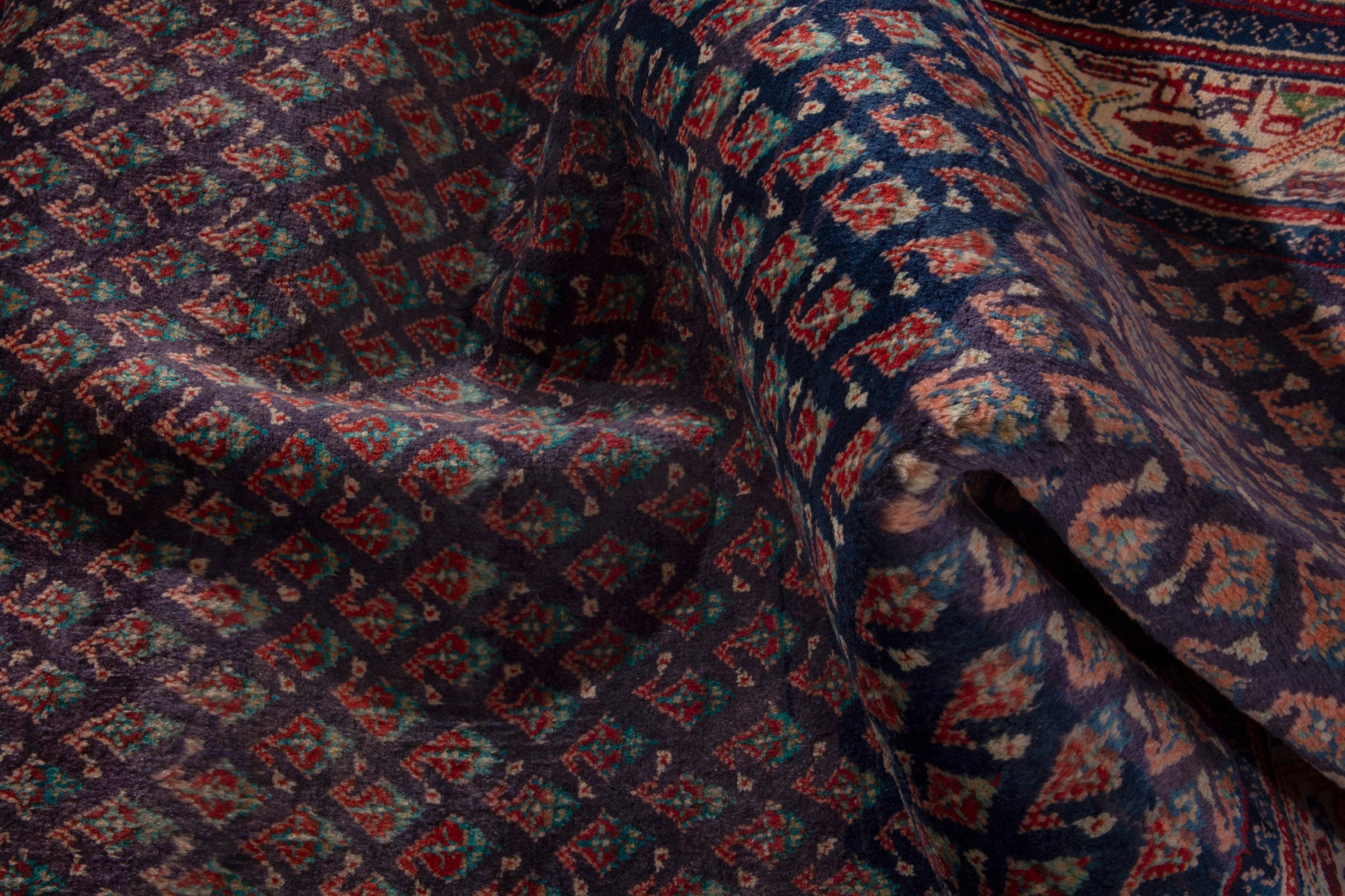 Persian Mahal runner rug in navy and rust, view 16 of 19