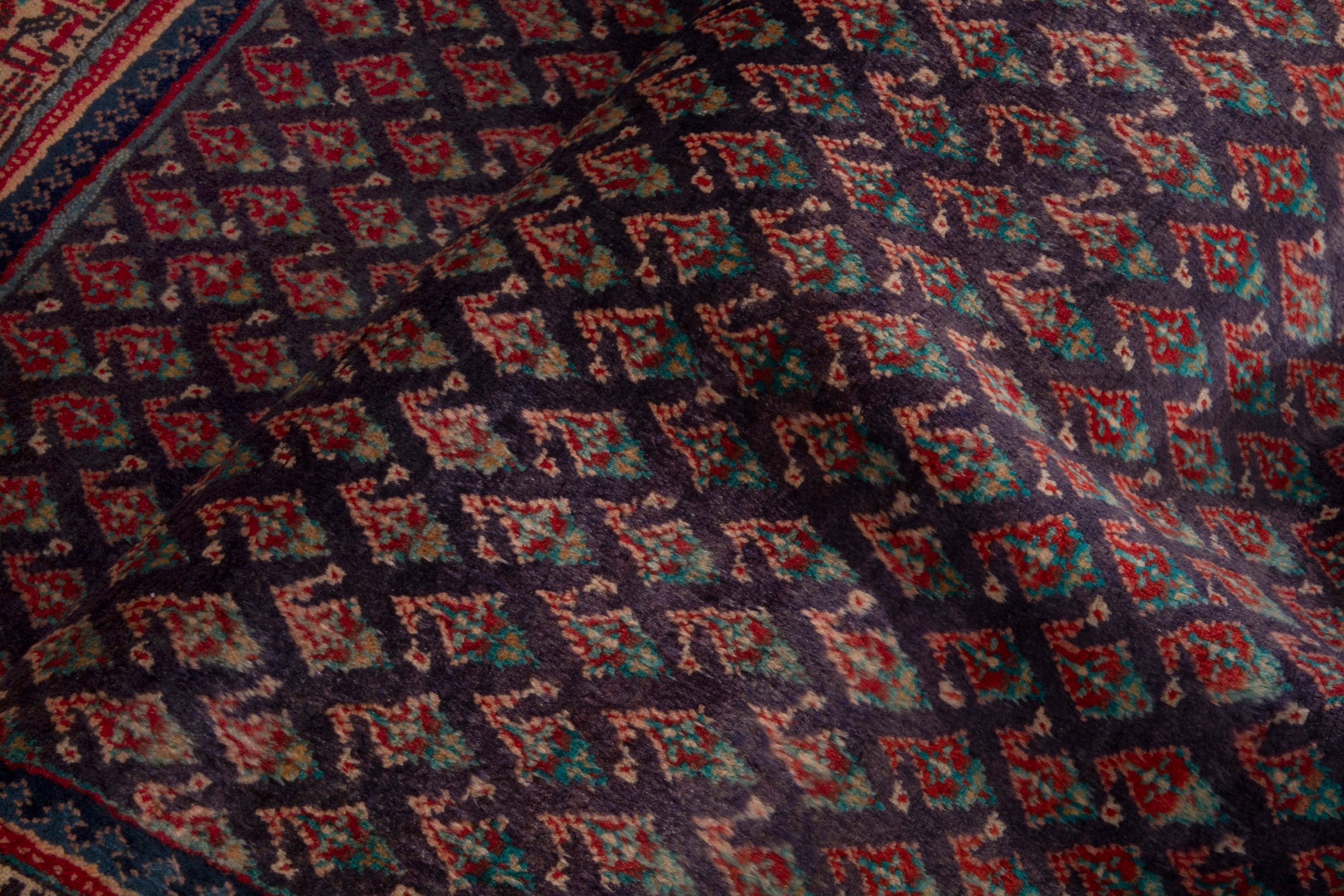 Persian Mahal runner rug in navy and rust, view 17 of 19