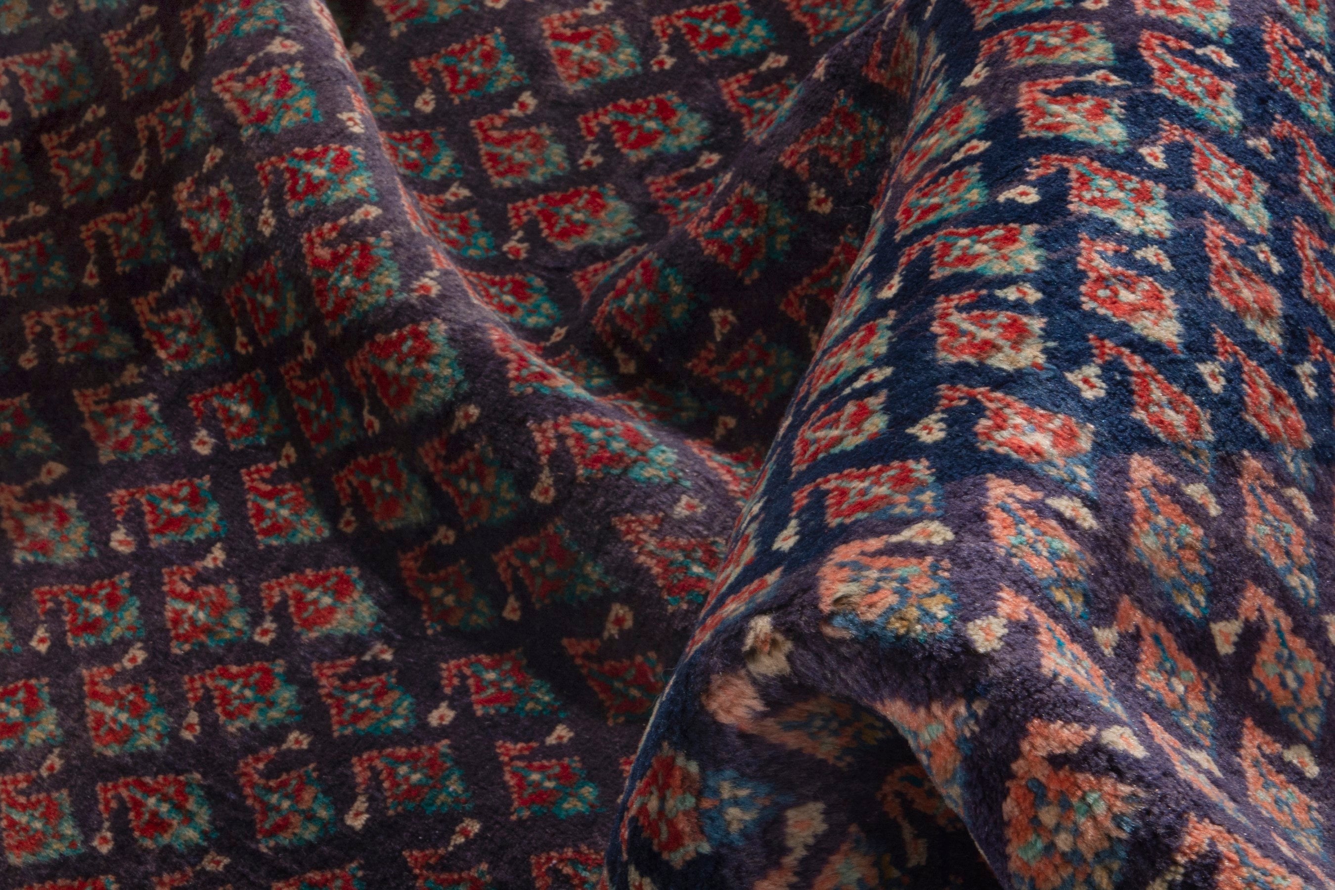 Persian Mahal runner rug in navy and rust, view 18 of 19