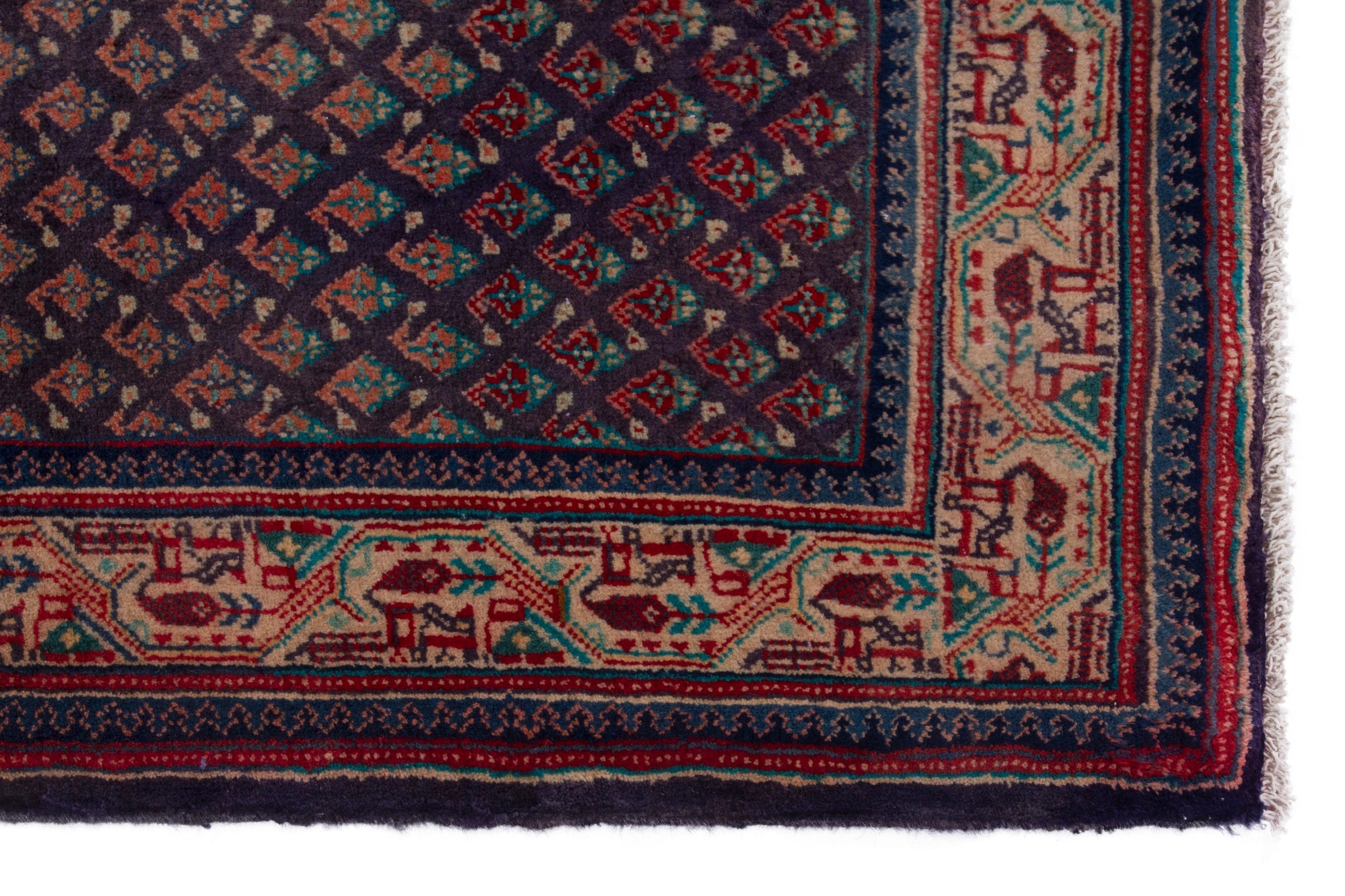 Persian Mahal runner rug in navy and rust, view 9 of 19