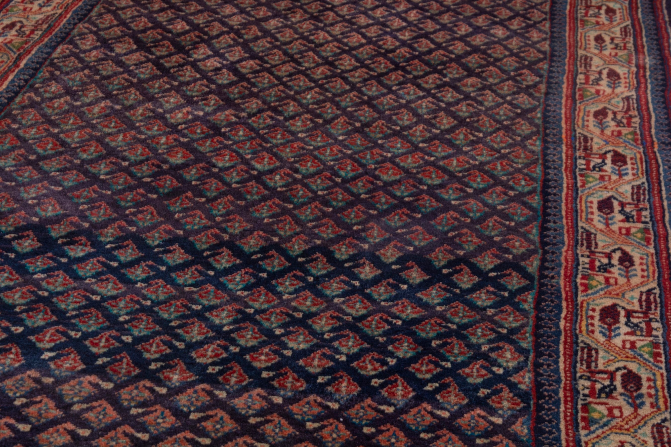 Persian Mahal runner rug in navy and rust, view 8 of 19