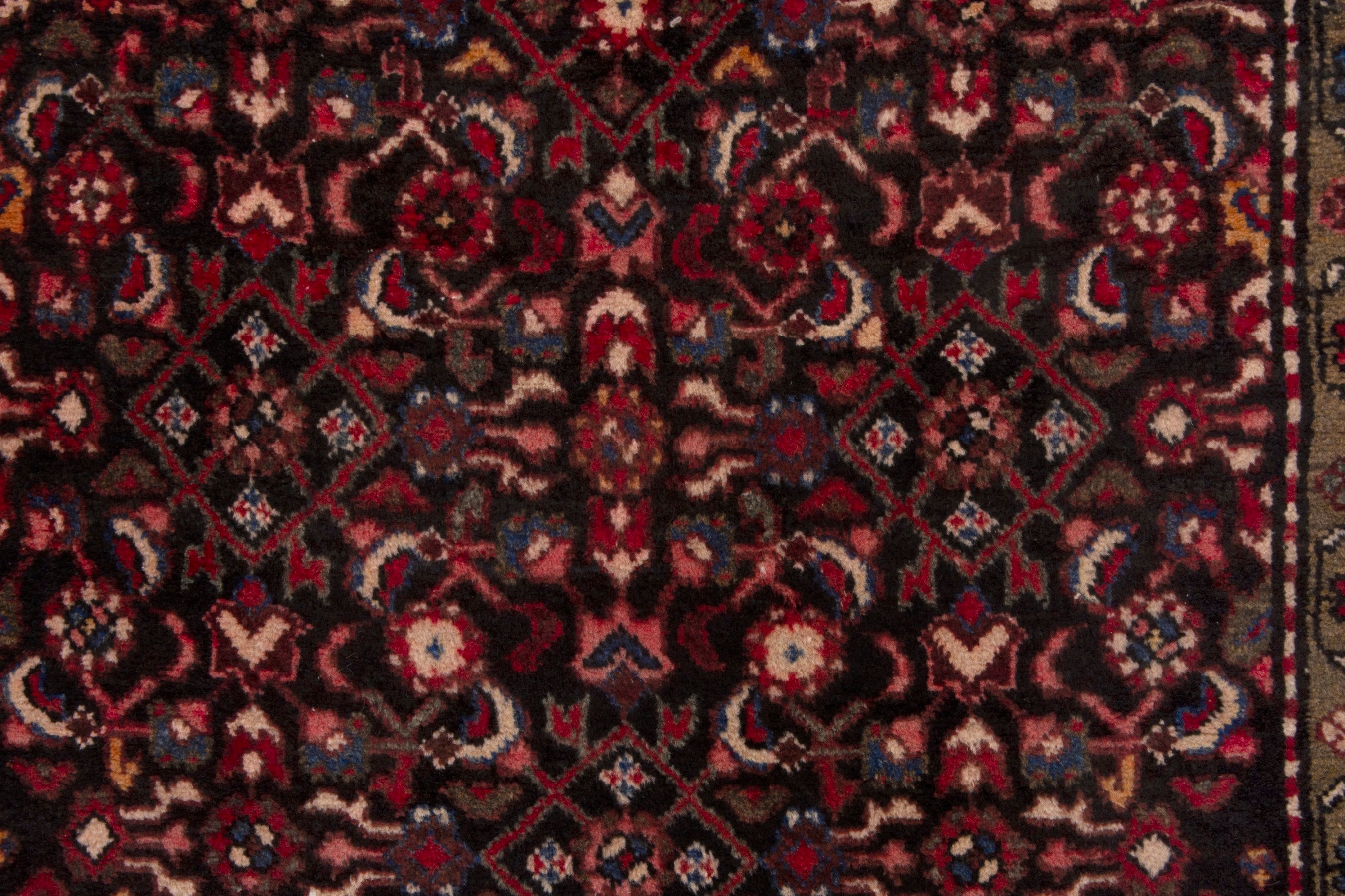 Persian Hamedan runner rug in burgundy and deep red, view 15 of 19