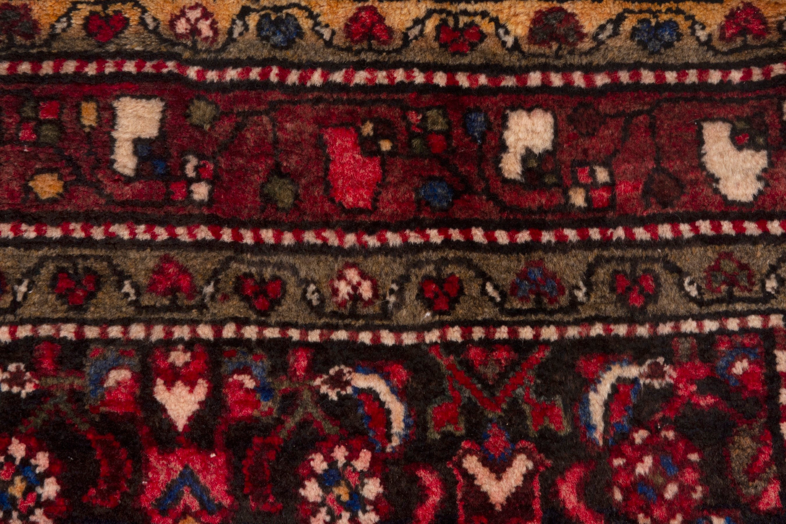 Persian Hamedan runner rug in burgundy and deep red, view 13 of 19