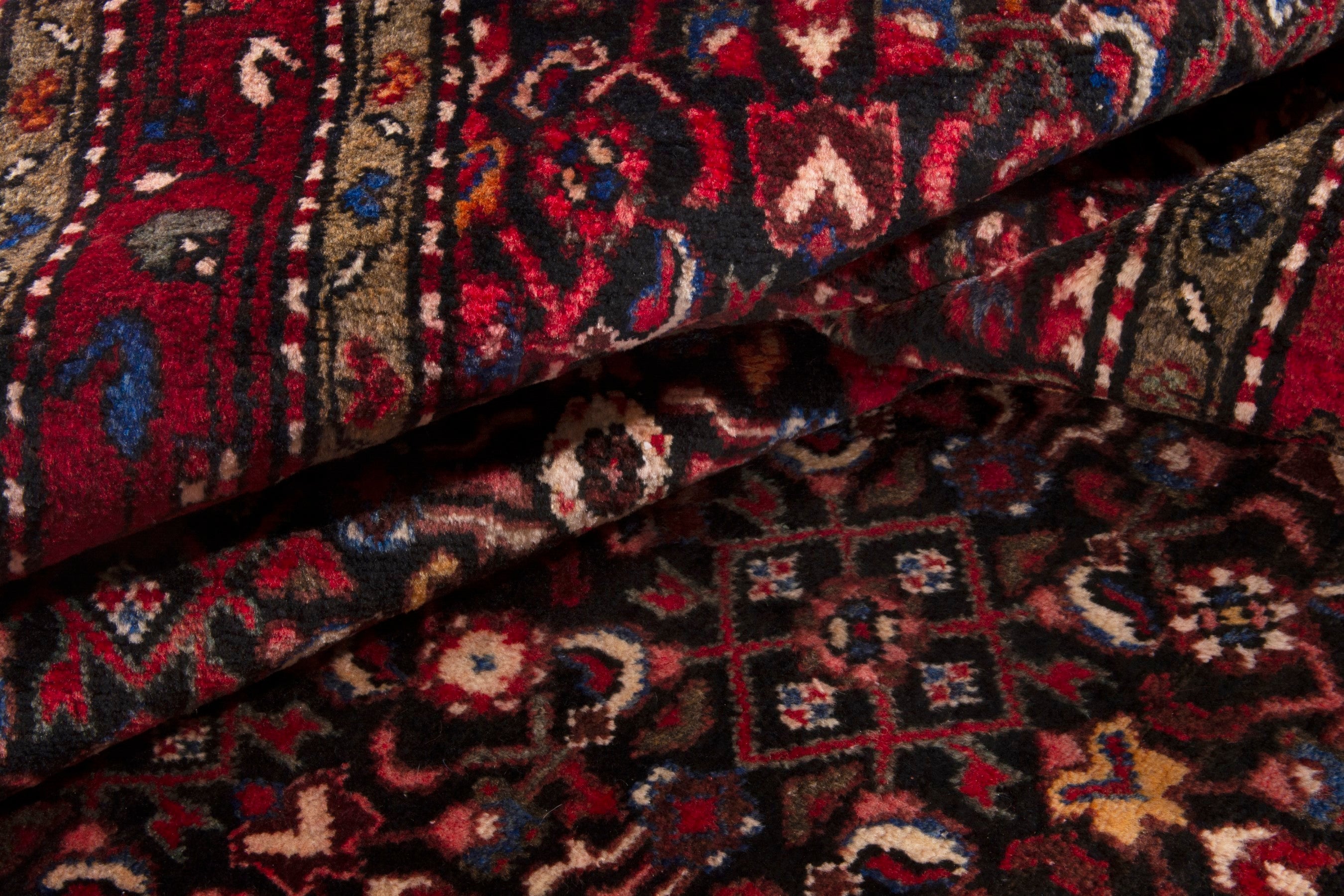 Persian Hamedan runner rug in burgundy and deep red, view 18 of 19