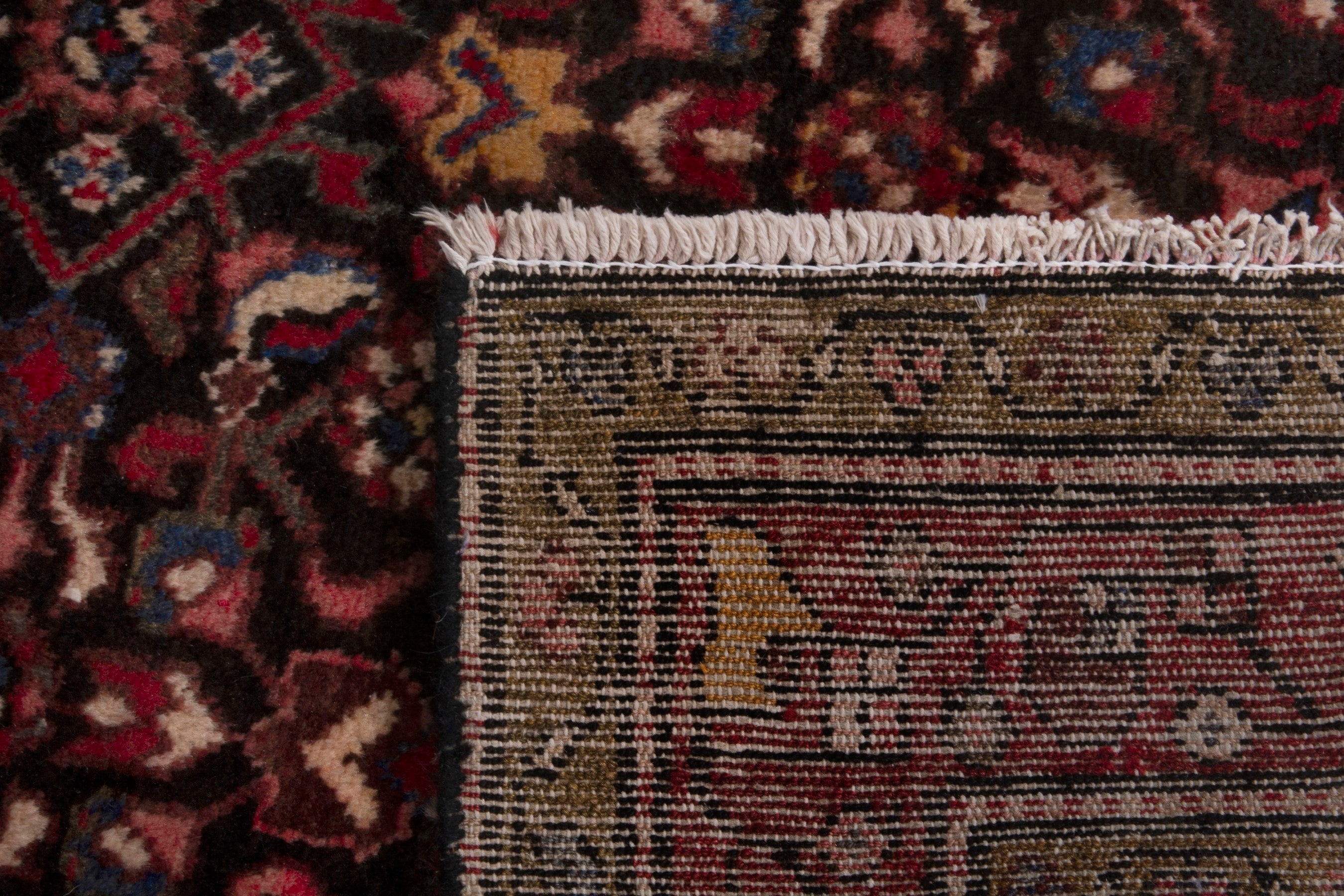 Persian Hamedan runner rug in burgundy and deep red, view 19 of 19