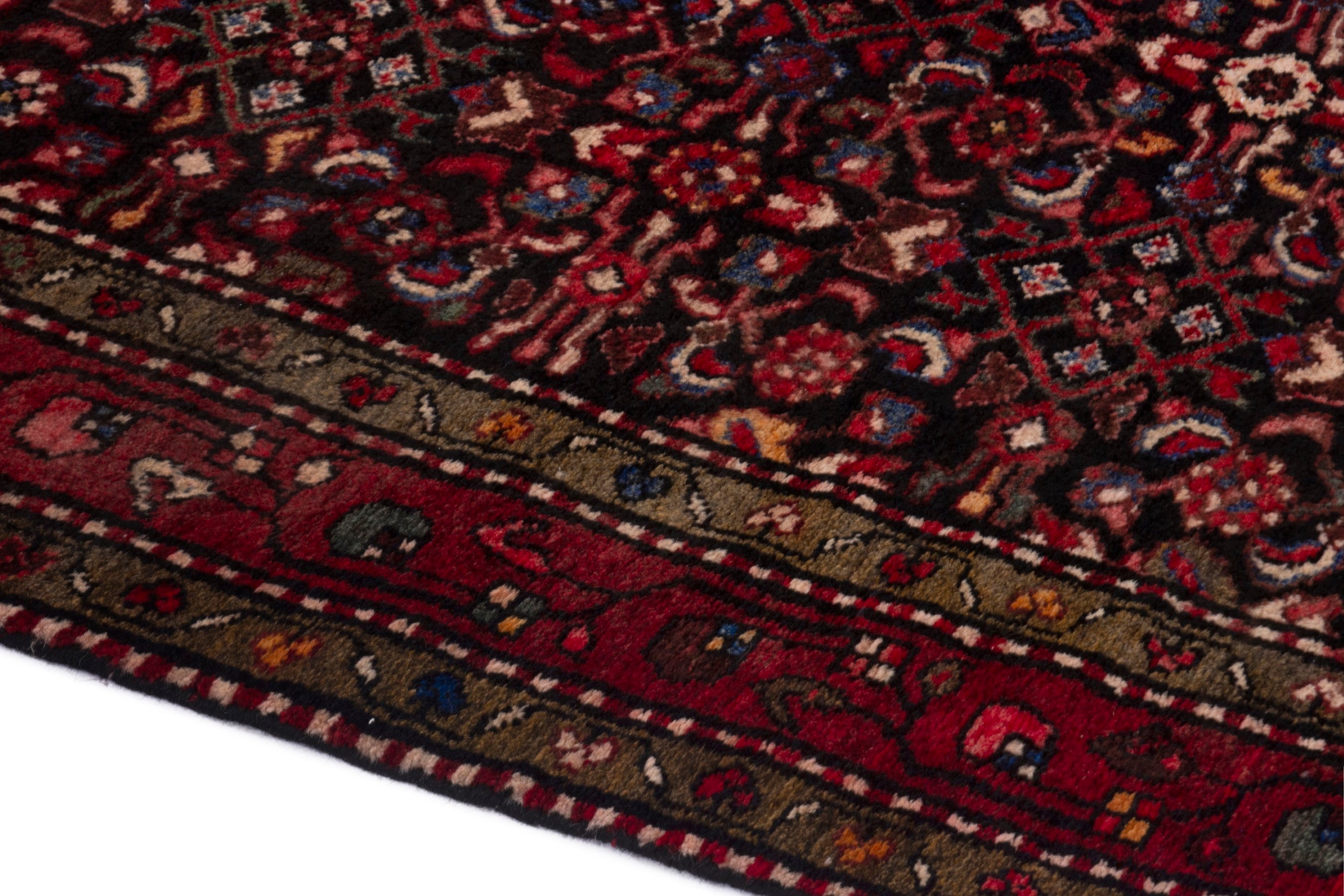 Persian Hamedan runner rug in burgundy and deep red, view 5 of 19