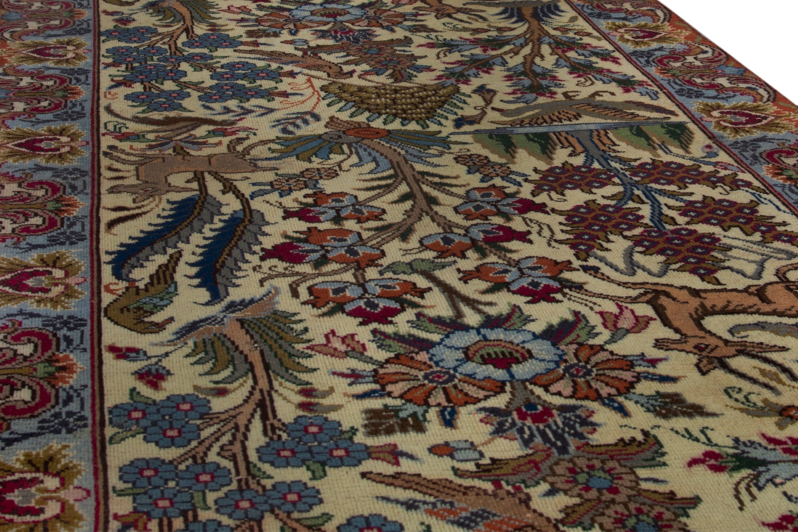 Persian Kashmar runner rug in cream and burgundy, view 8 of 18