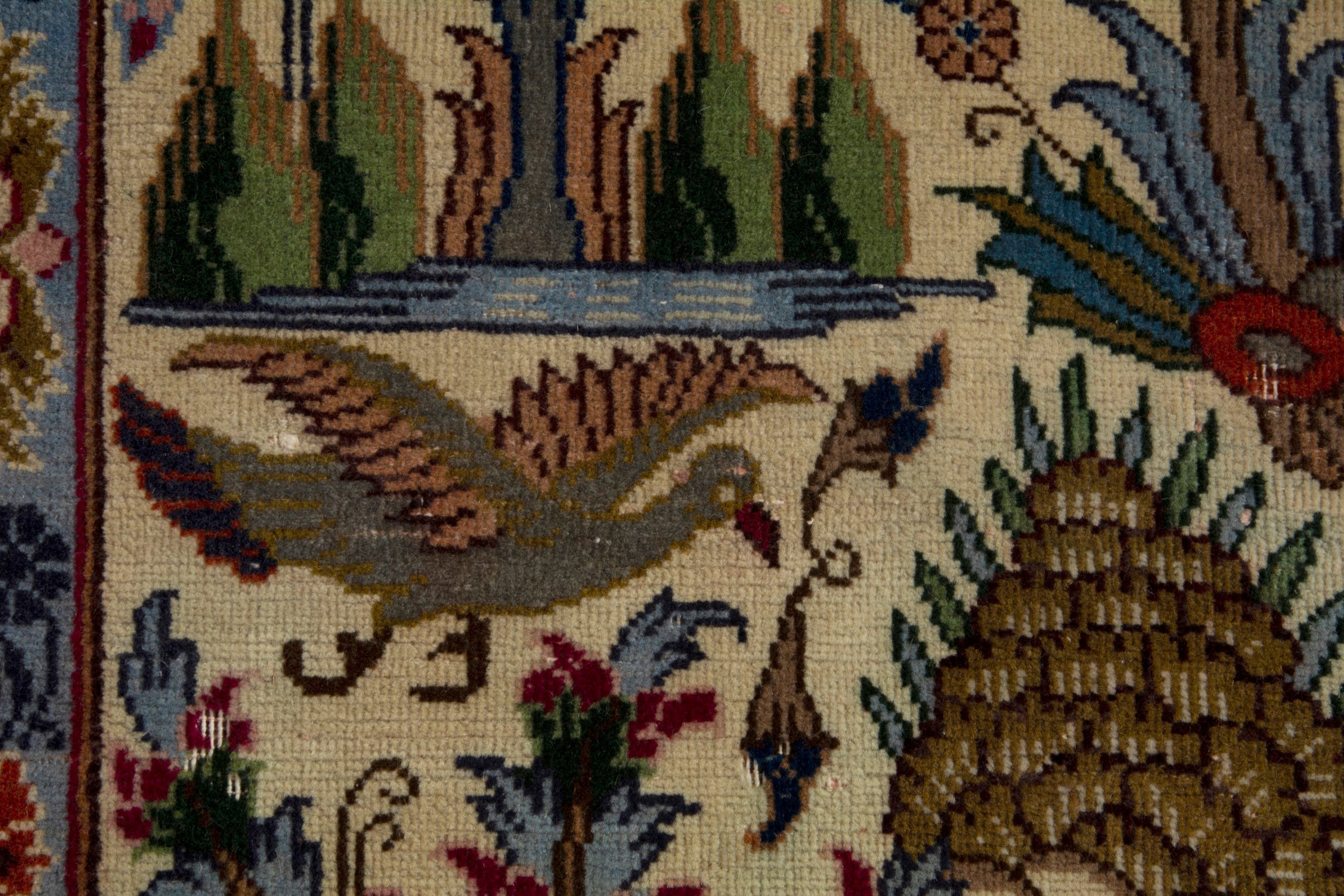 Persian Kashmar runner rug in cream and burgundy, view 11 of 18