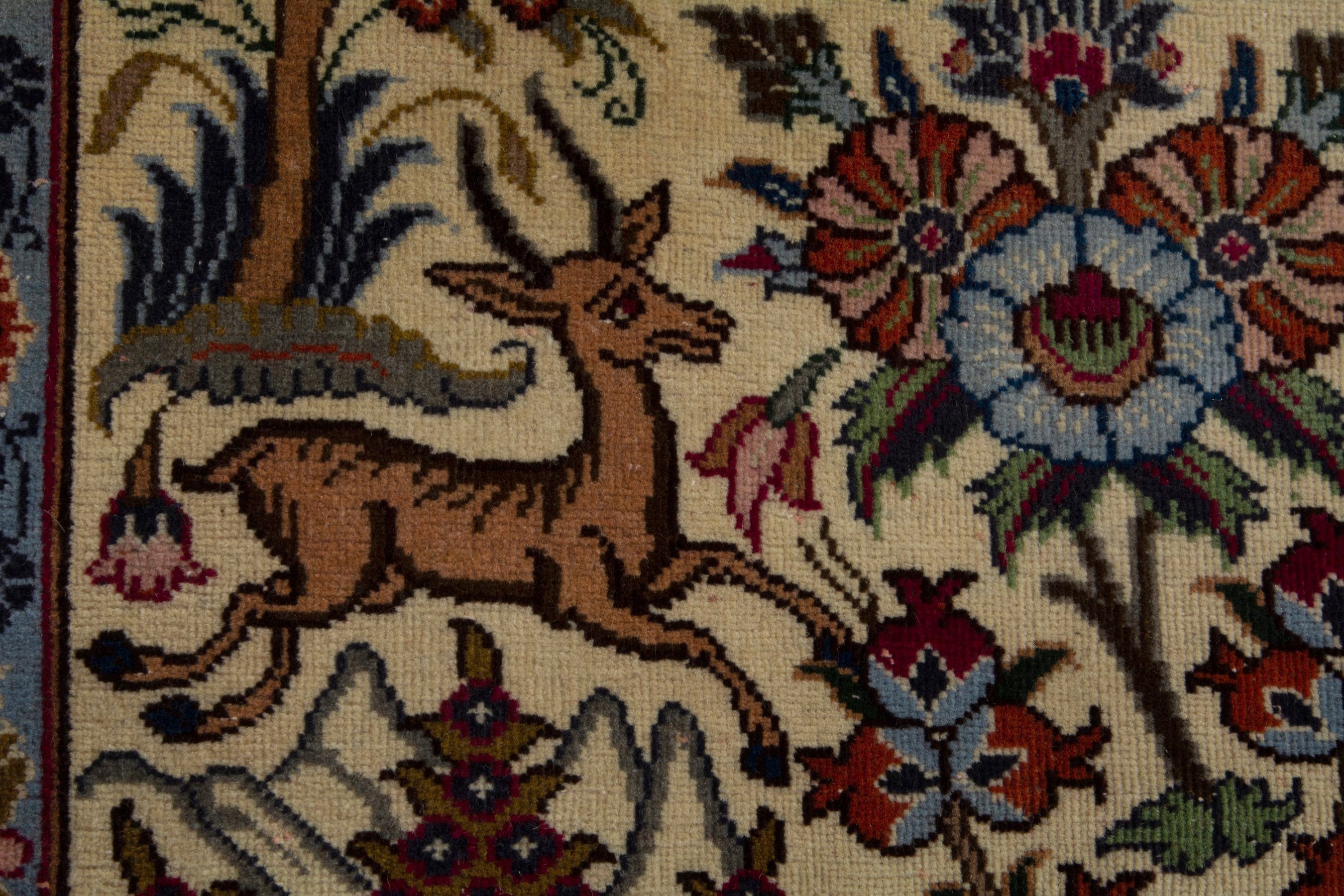 Persian Kashmar runner rug in cream and burgundy, view 12 of 18