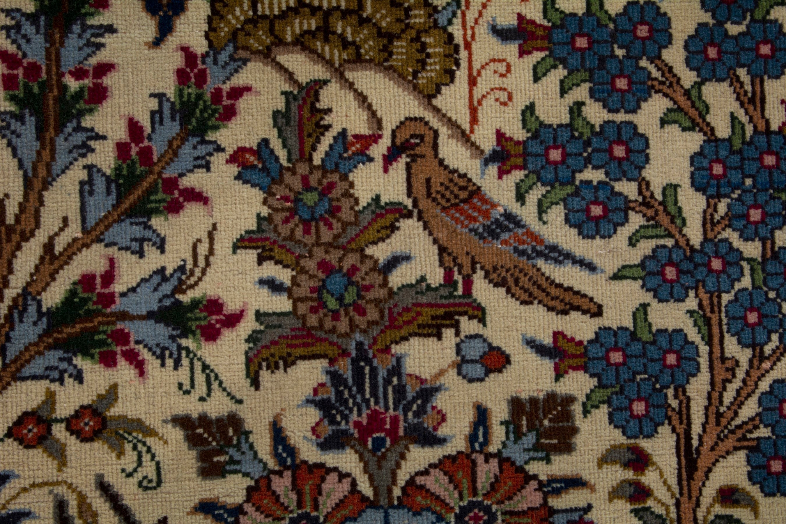Persian Kashmar runner rug in cream and burgundy, view 13 of 18