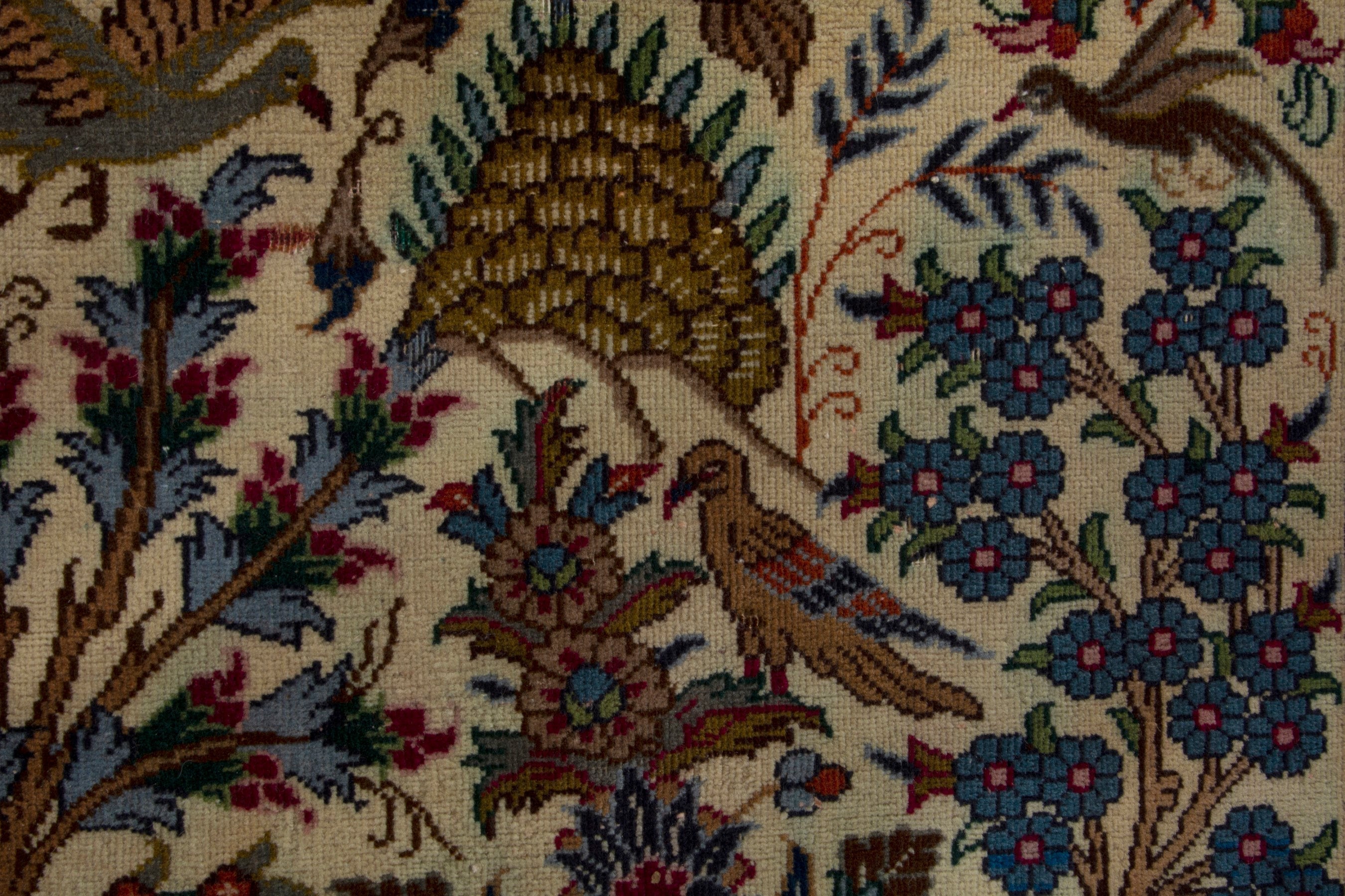 Persian Kashmar runner rug in cream and burgundy, view 14 of 18