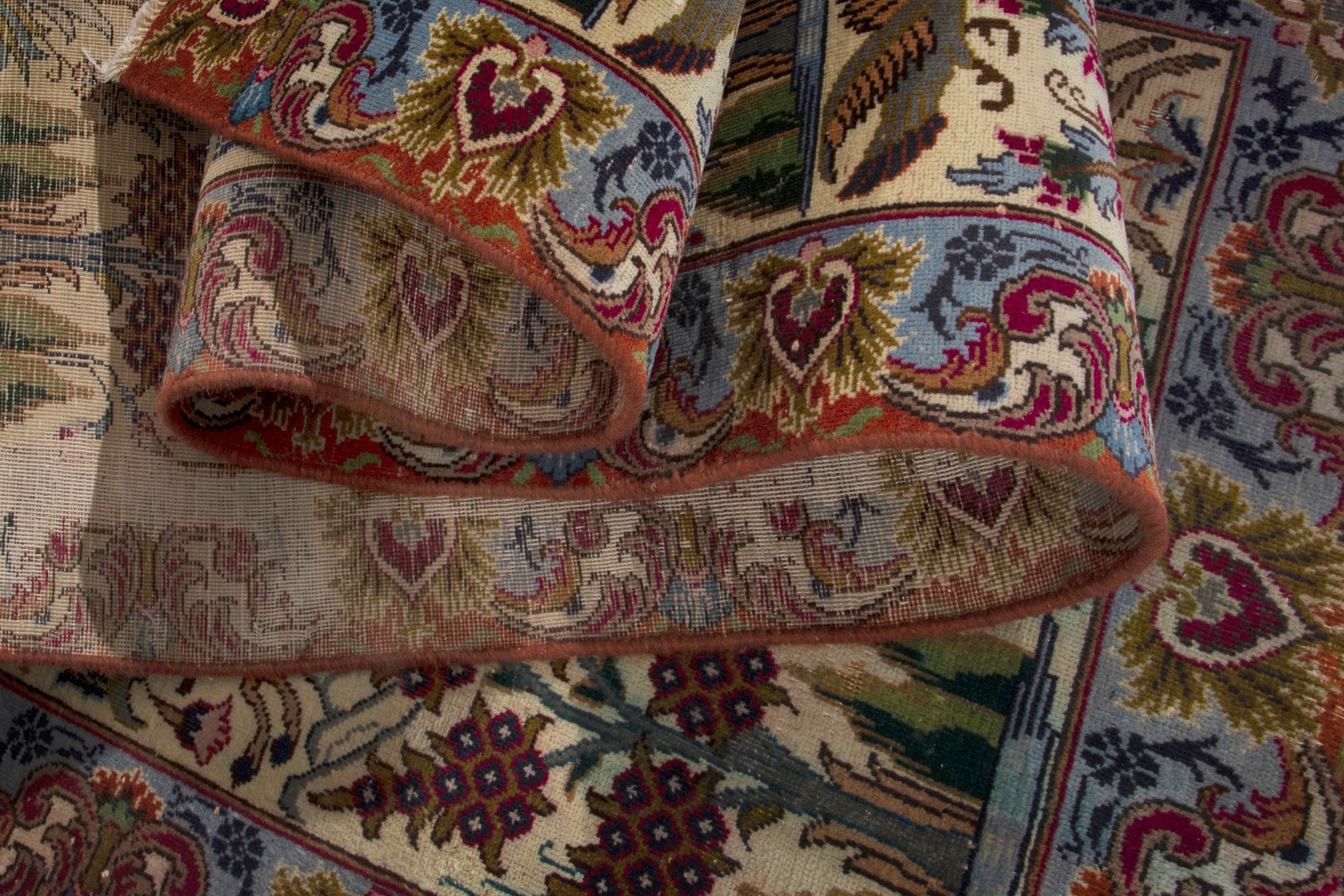 Persian Kashmar runner rug in cream and burgundy, view 15 of 18