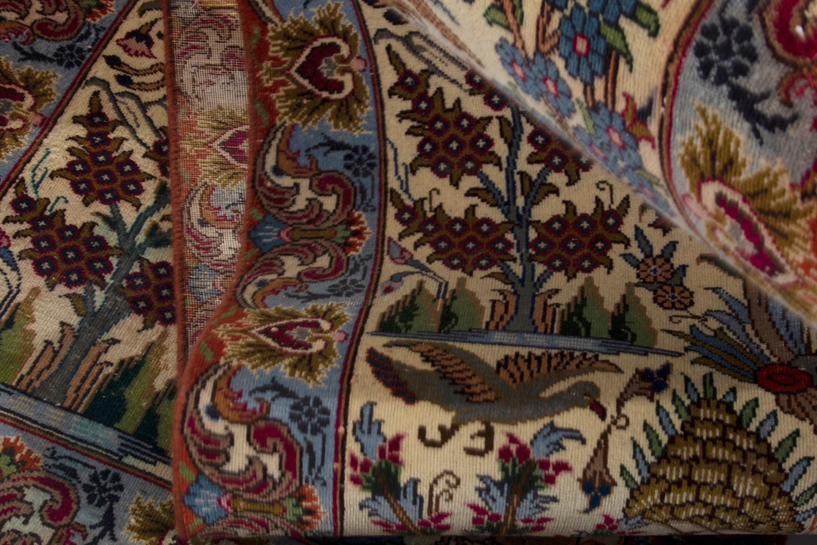 Persian Kashmar runner rug in cream and burgundy, view 16 of 18