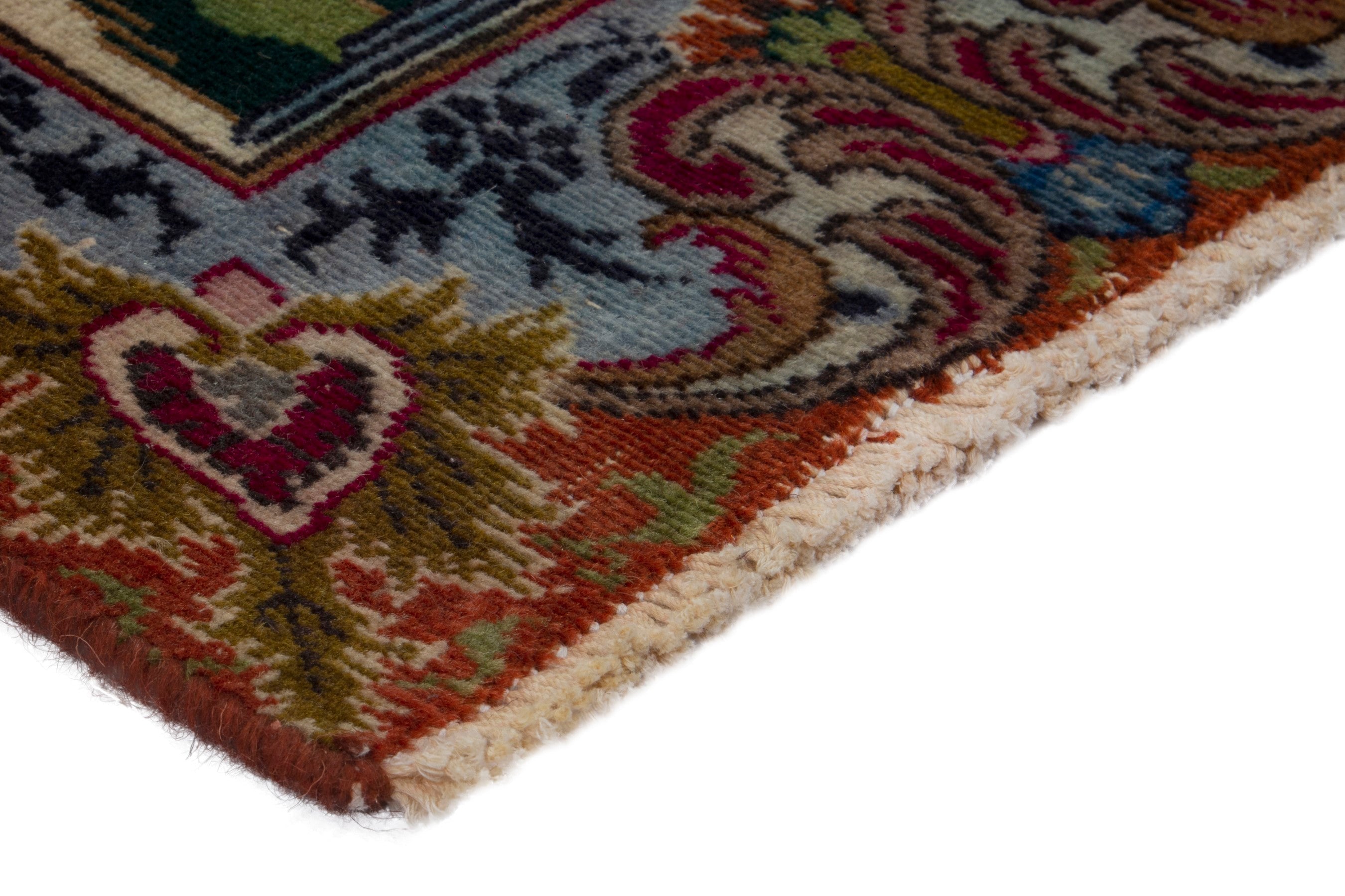 Persian Kashmar runner rug in cream and burgundy, view 4 of 18