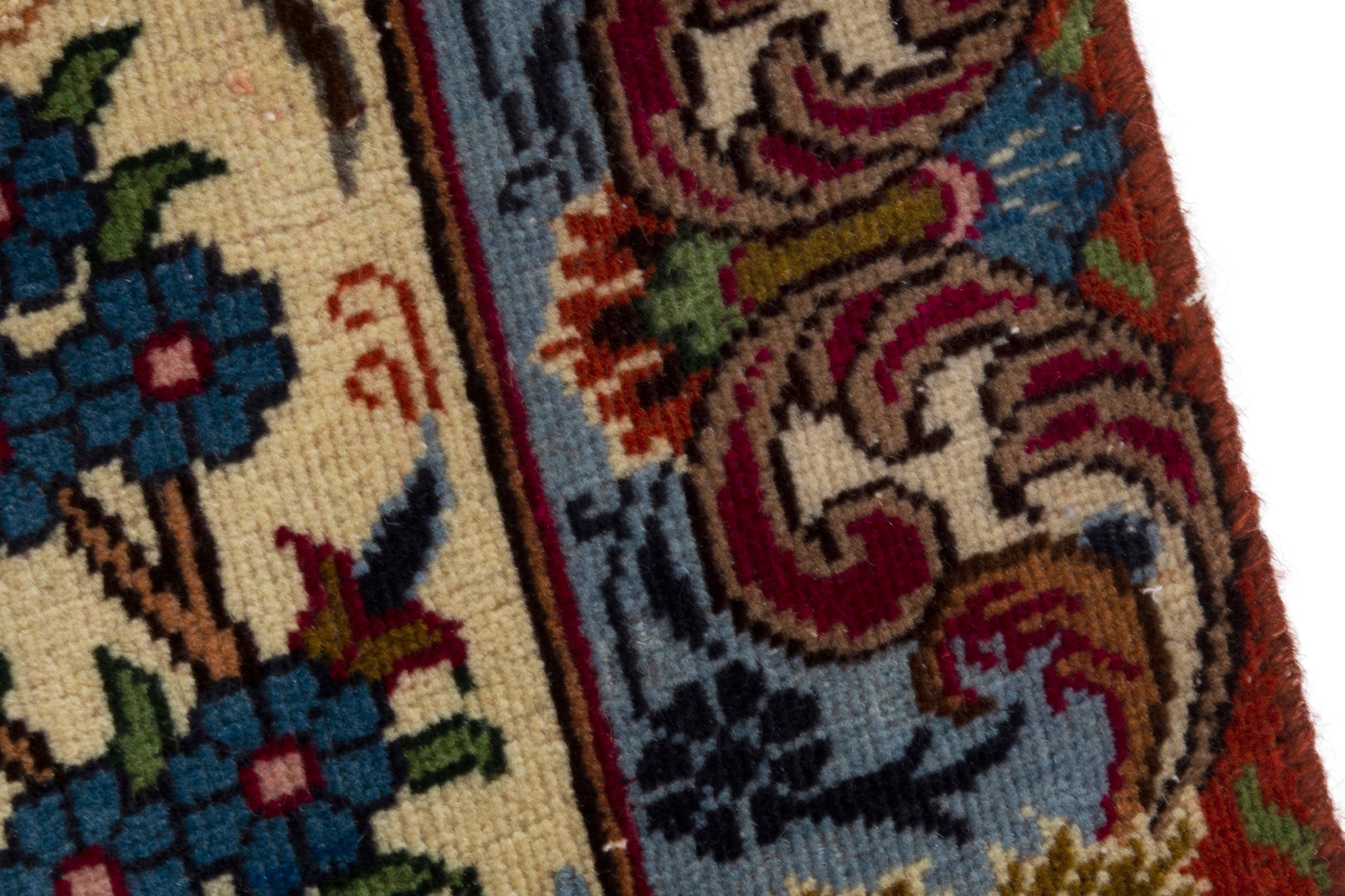 Persian Kashmar runner rug in cream and burgundy, view 10 of 18