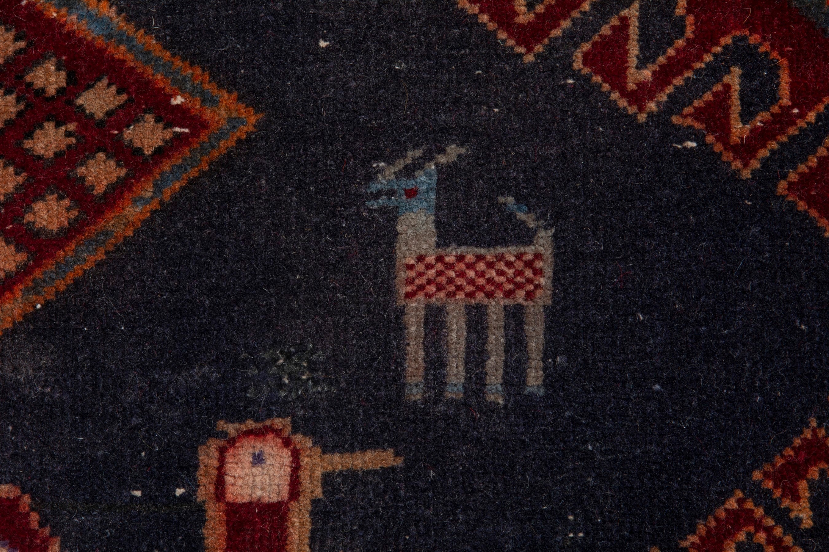 Persian Ardabil runner rug in burgundy and tan, view 12 of 19