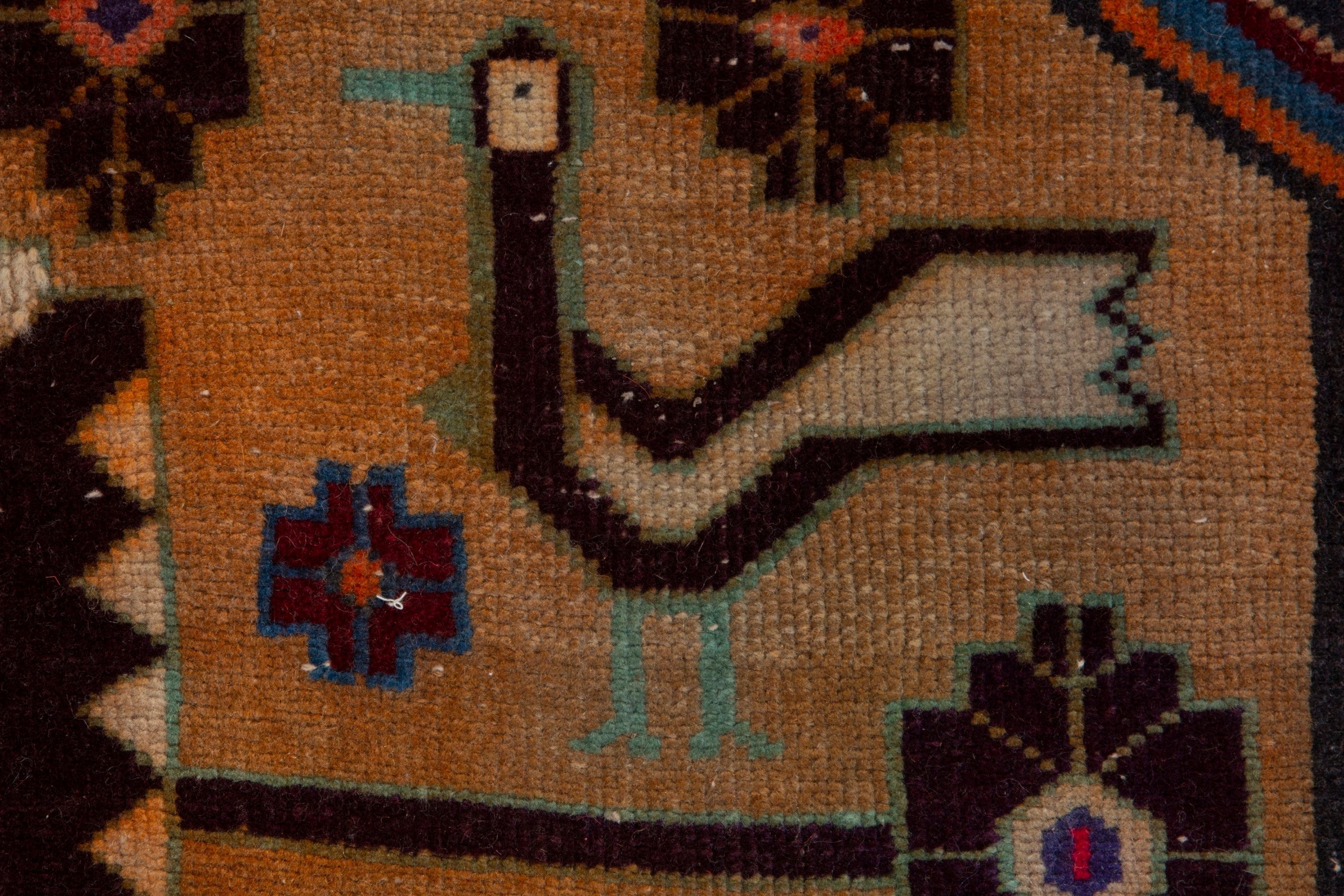 Persian Ardabil runner rug in burgundy and tan, view 14 of 19