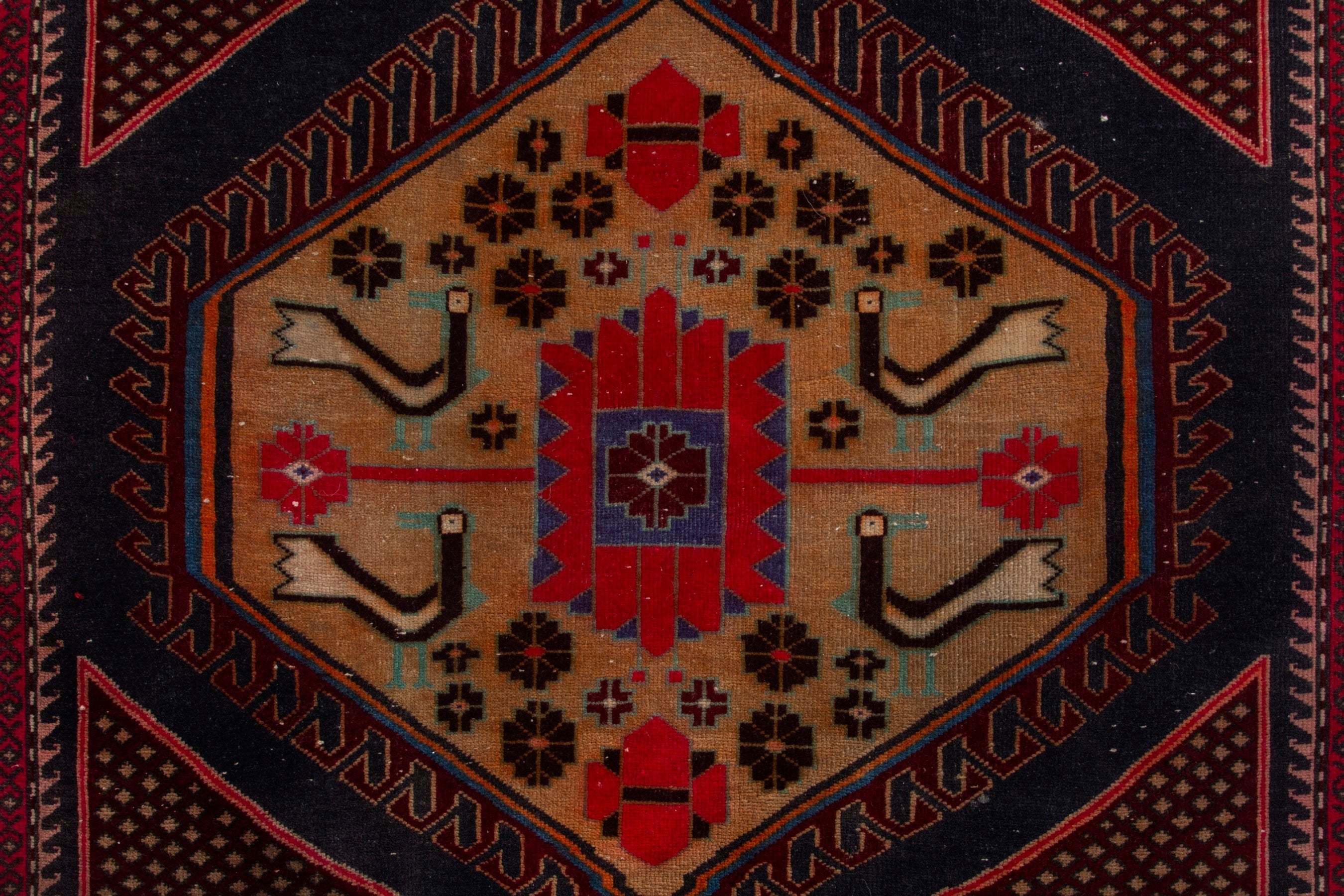 Persian Ardabil runner rug in burgundy and tan, view 10 of 19