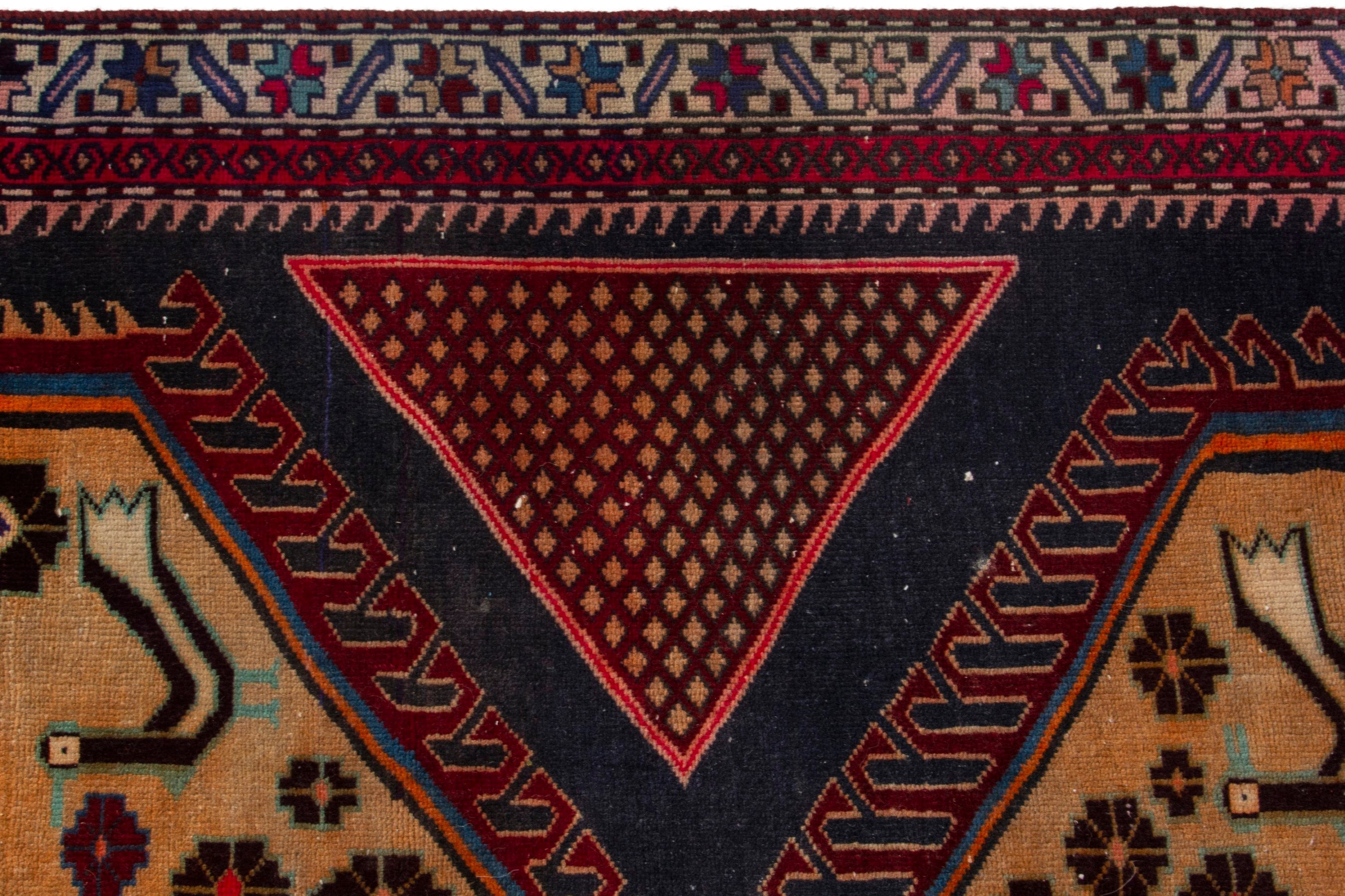 Persian Ardabil runner rug in burgundy and tan, view 11 of 19