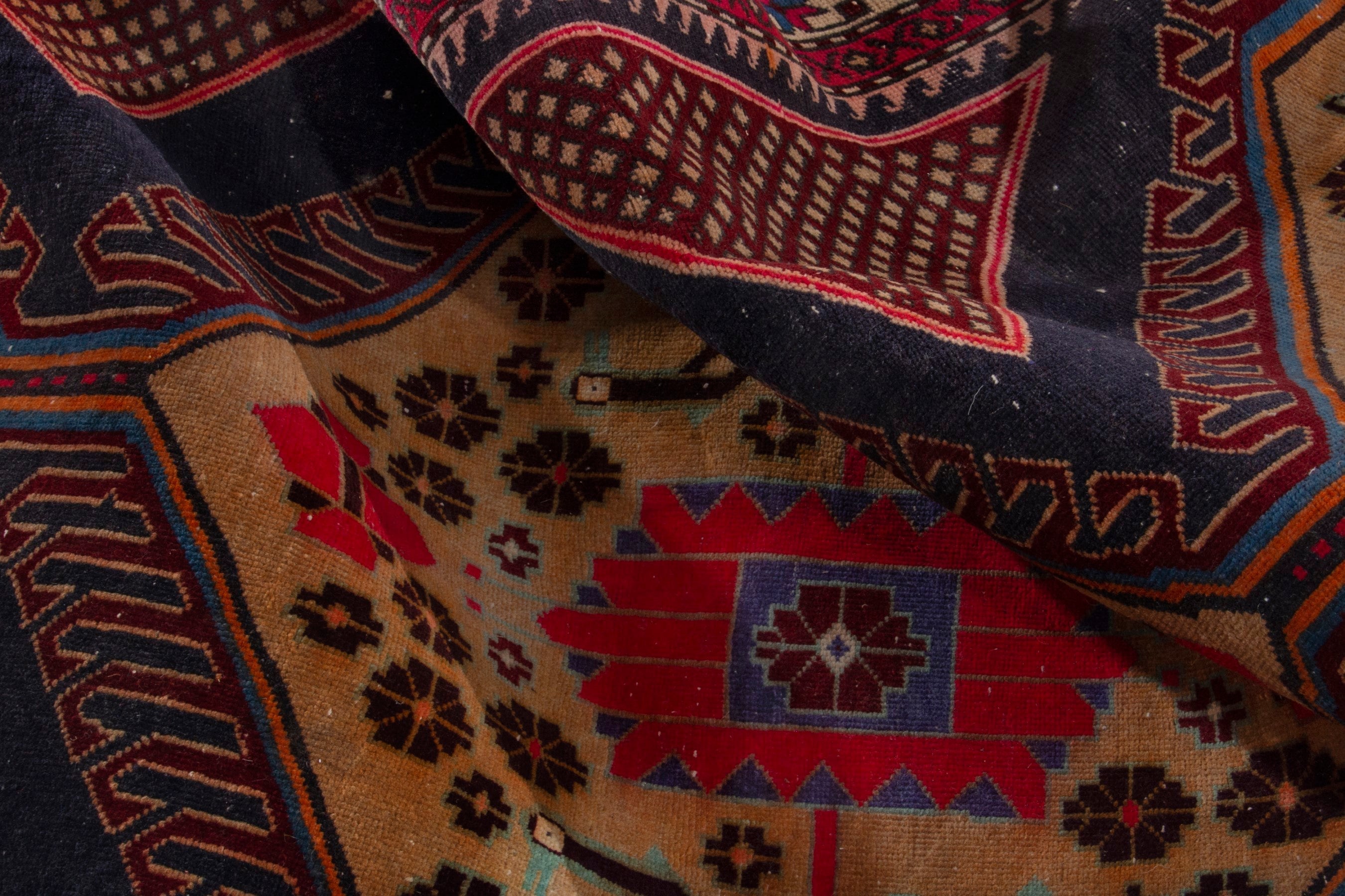 Persian Ardabil runner rug in burgundy and tan, view 18 of 19
