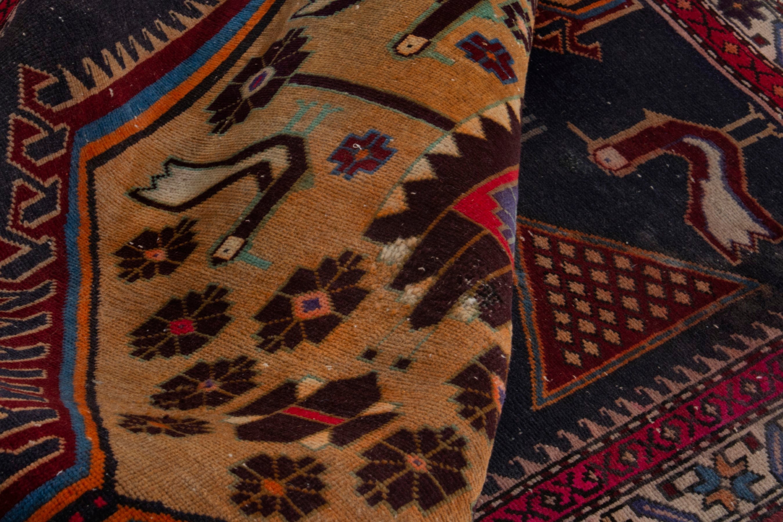 Persian Ardabil runner rug in burgundy and tan, view 15 of 19