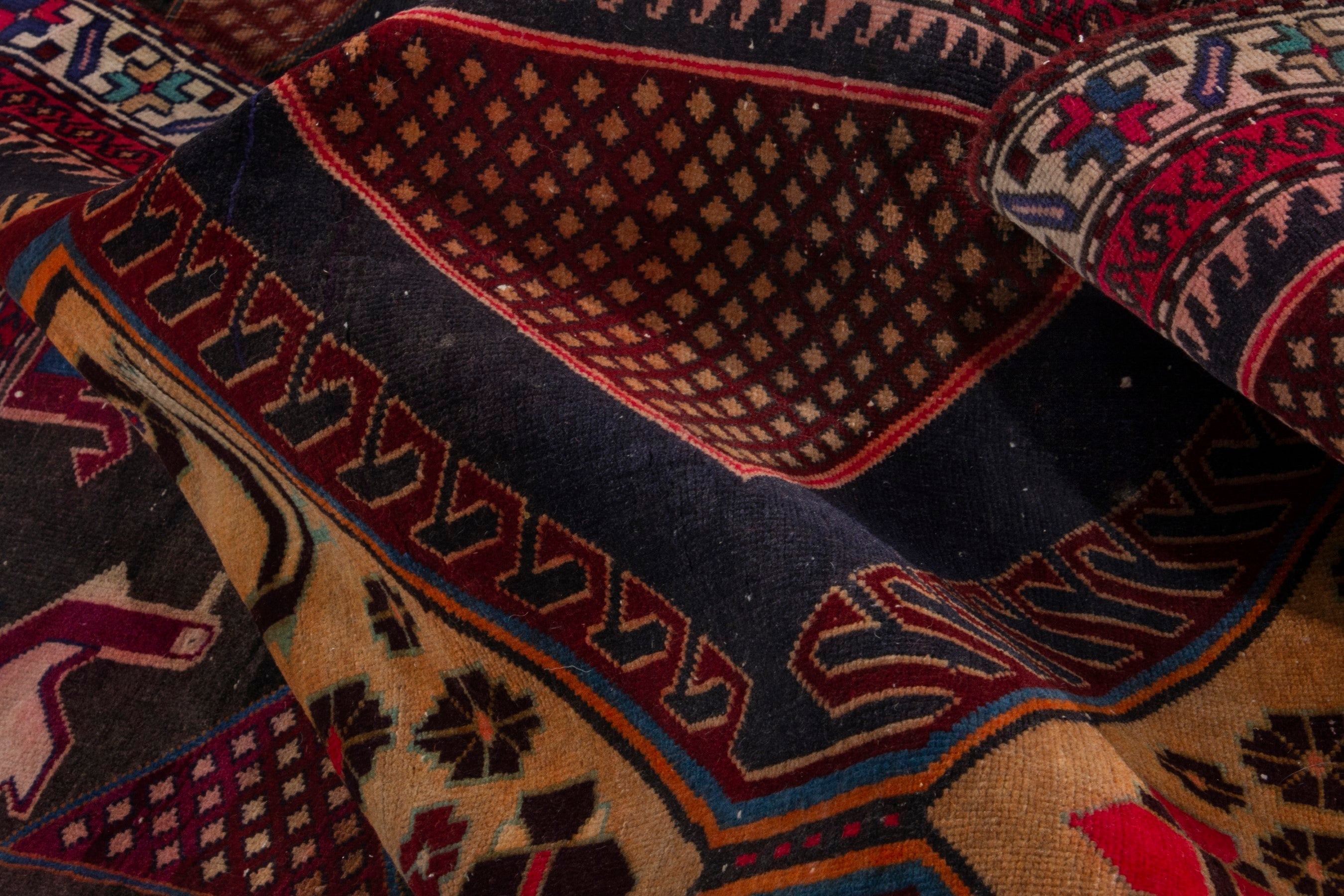 Persian Ardabil runner rug in burgundy and tan, view 16 of 19