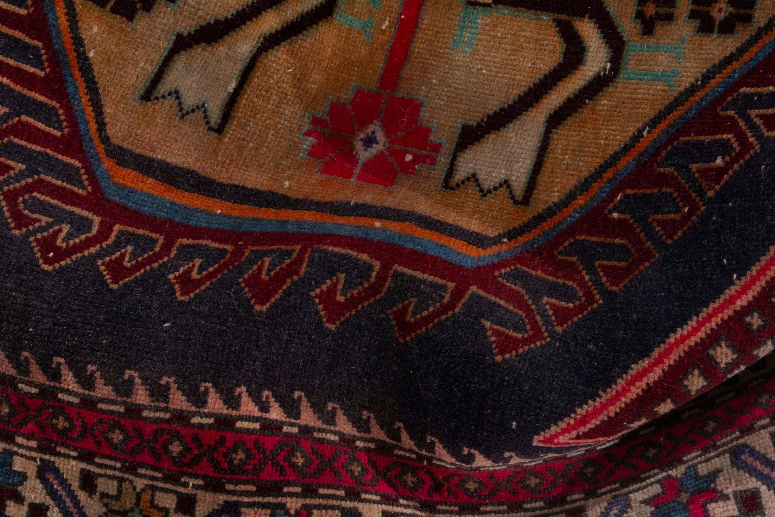 Persian Ardabil runner rug in burgundy and tan, view 17 of 19
