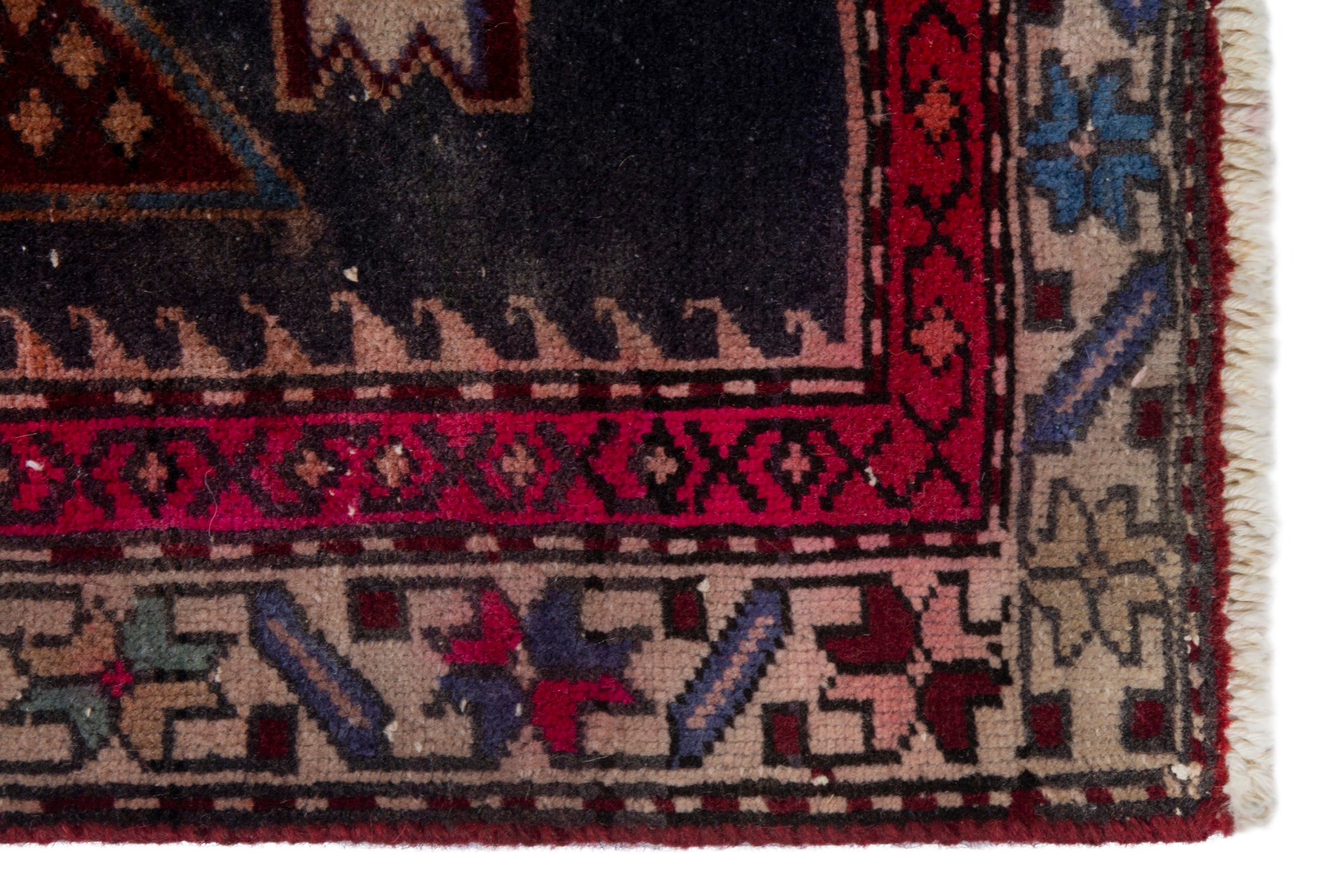 Persian Ardabil runner rug in burgundy and tan, view 9 of 19