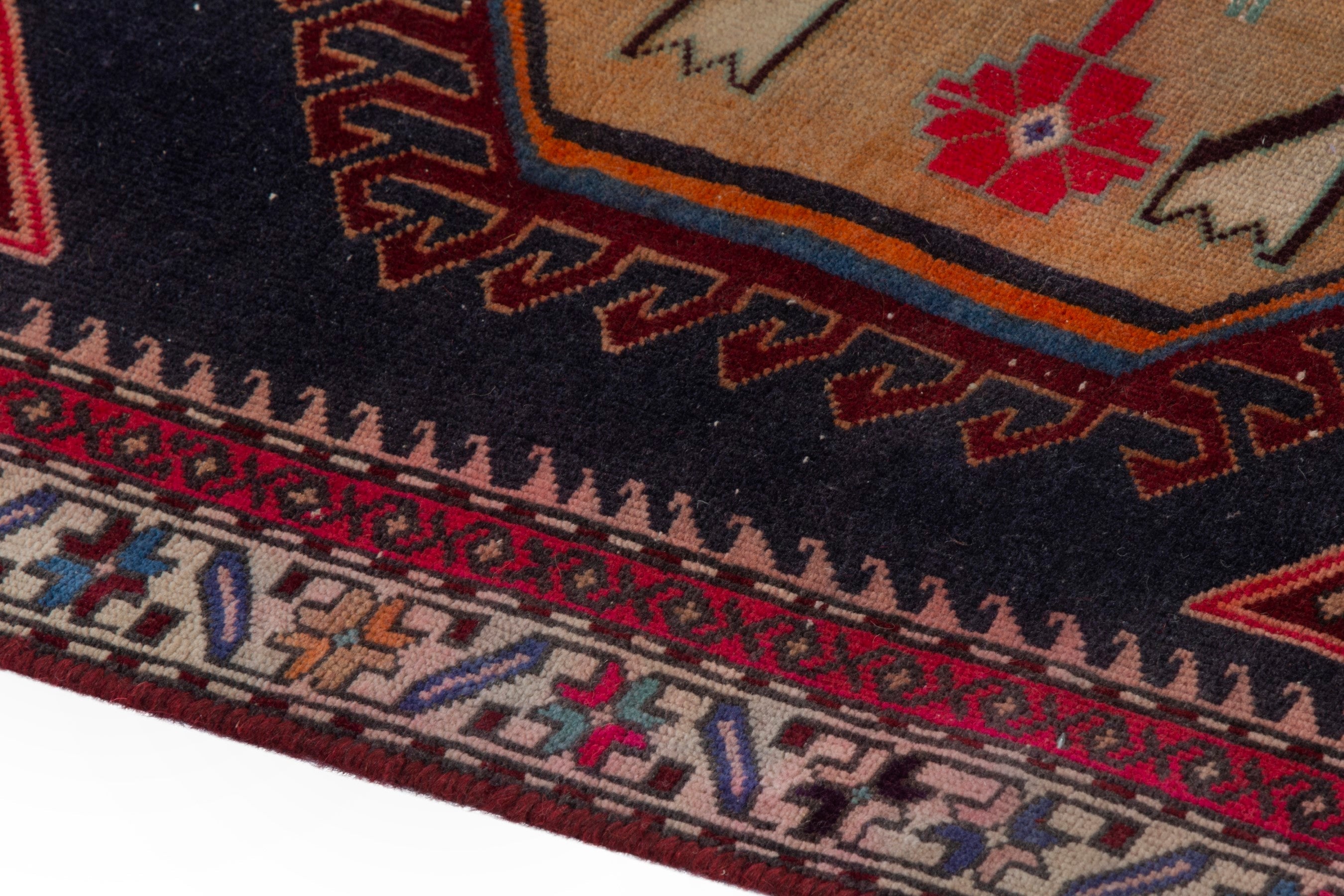 Persian Ardabil runner rug in burgundy and tan, view 5 of 19
