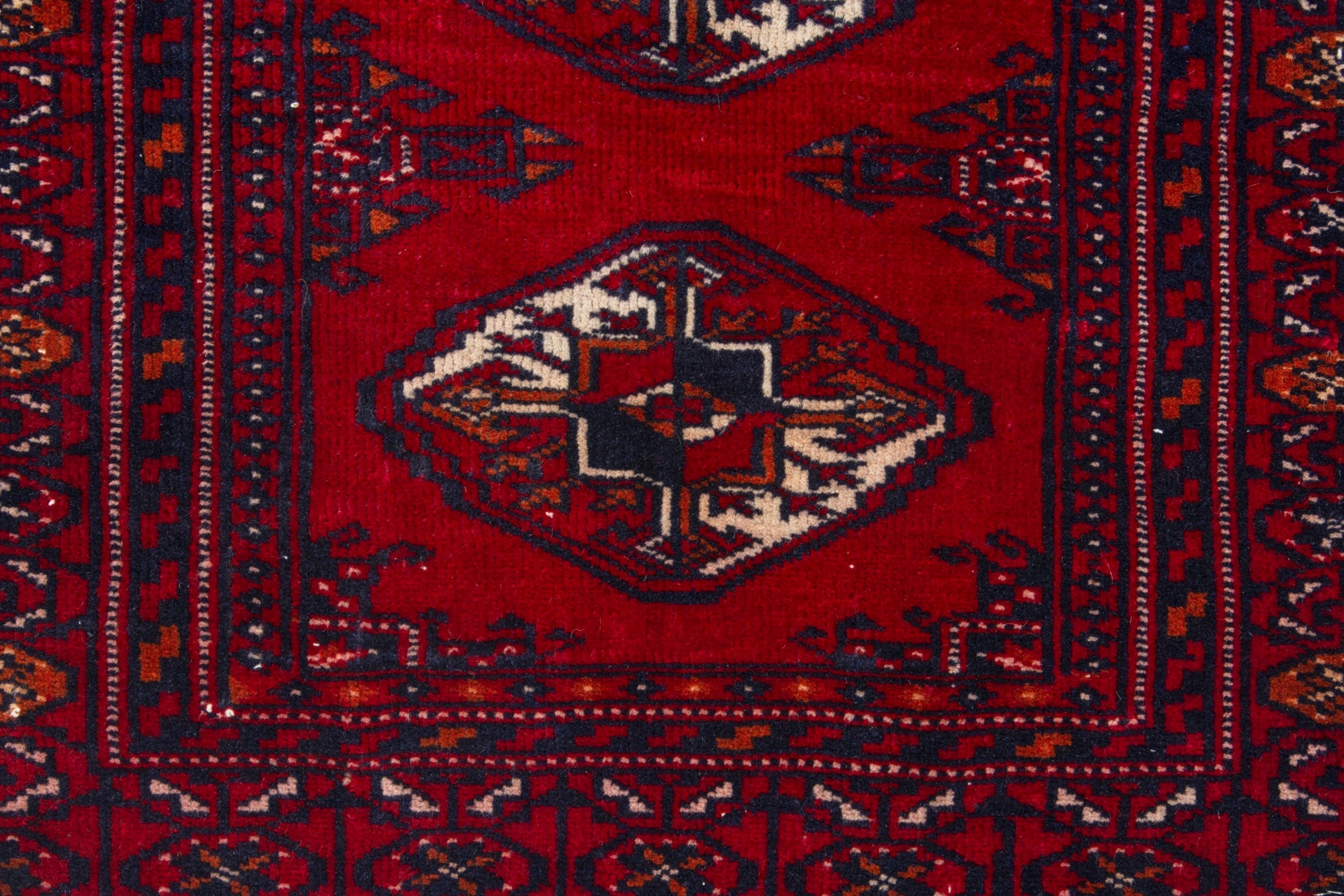 Persian Torkaman runner rug in deep red and burgundy, view 11 of 17