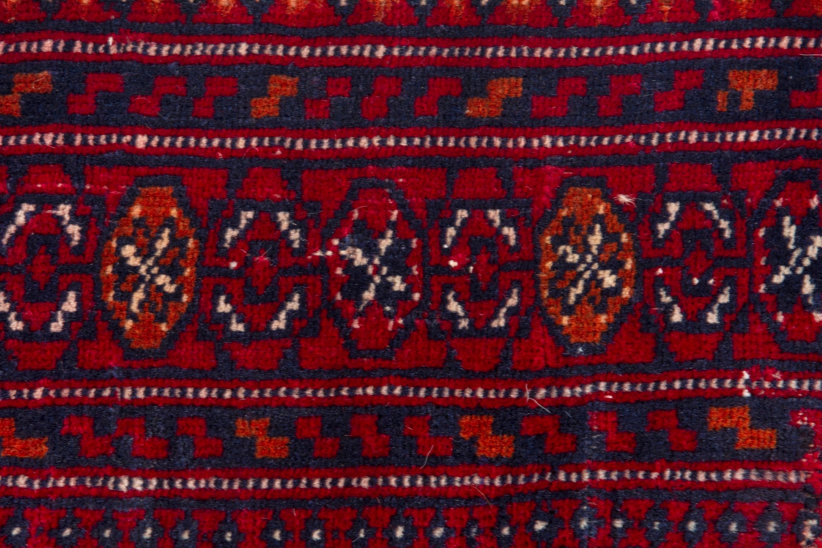 Persian Torkaman runner rug in deep red and burgundy, view 12 of 17