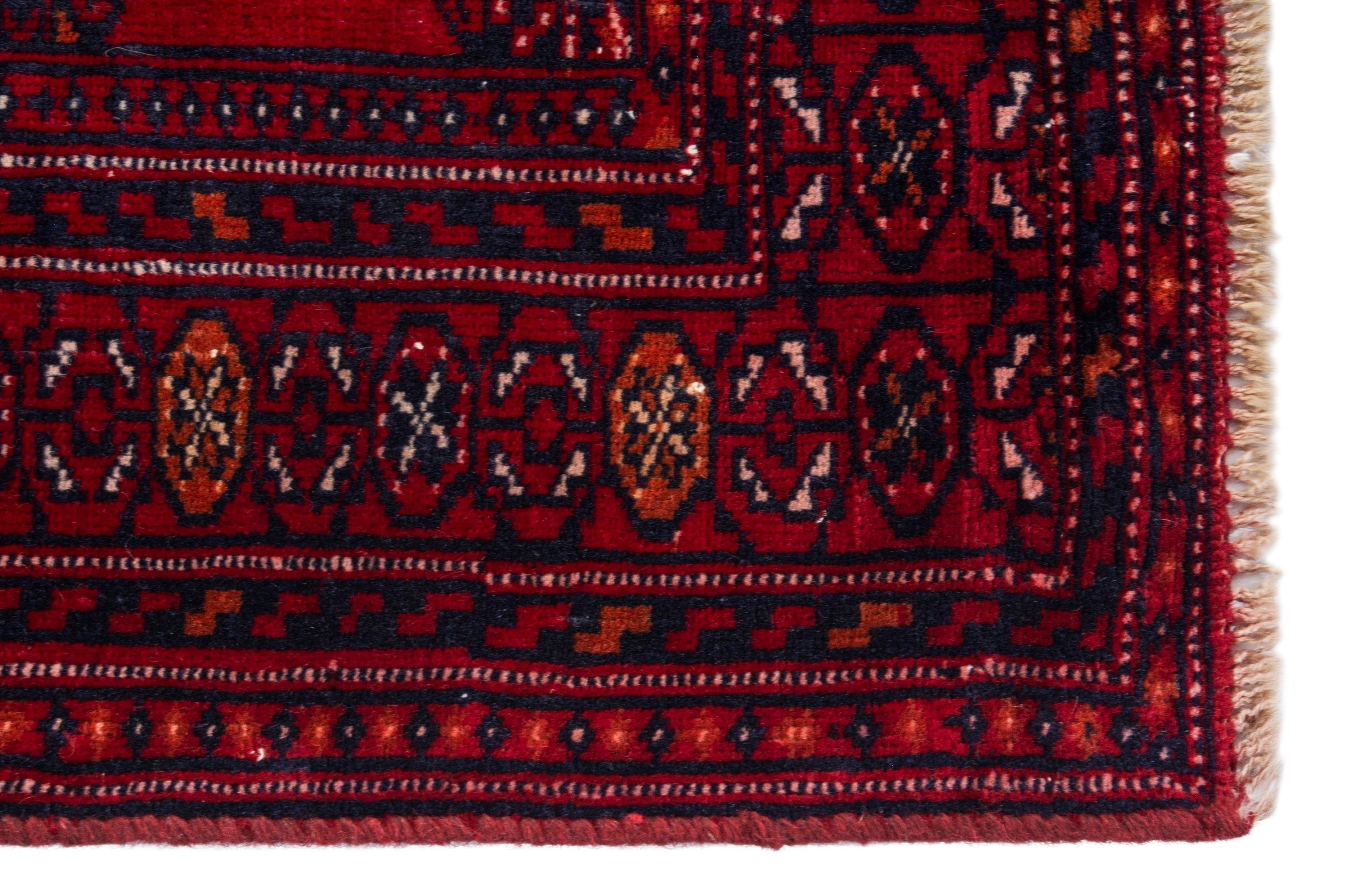 Persian Torkaman runner rug in deep red and burgundy, view 10 of 17