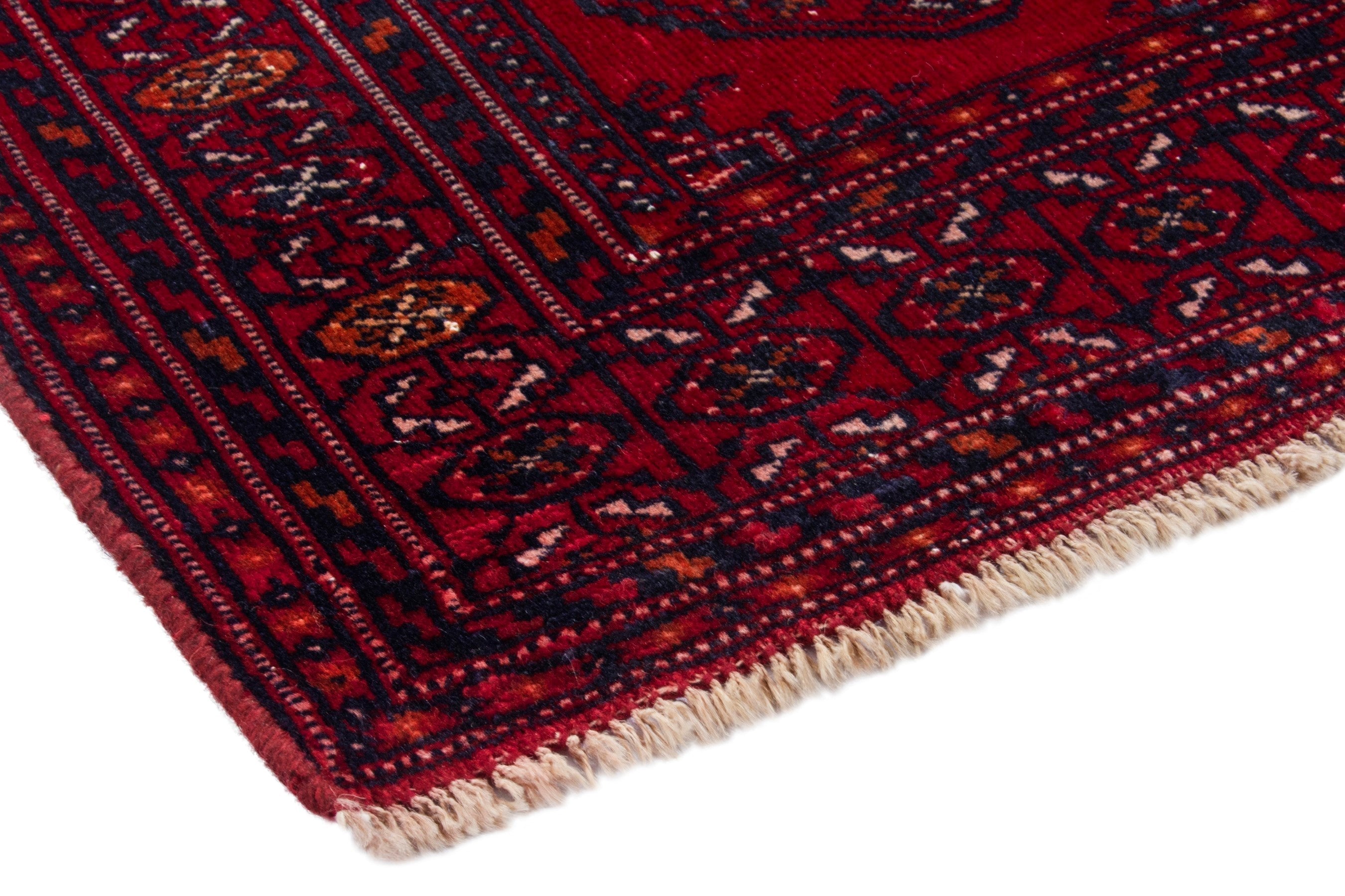 Persian Torkaman runner rug in deep red and burgundy, view 4 of 17
