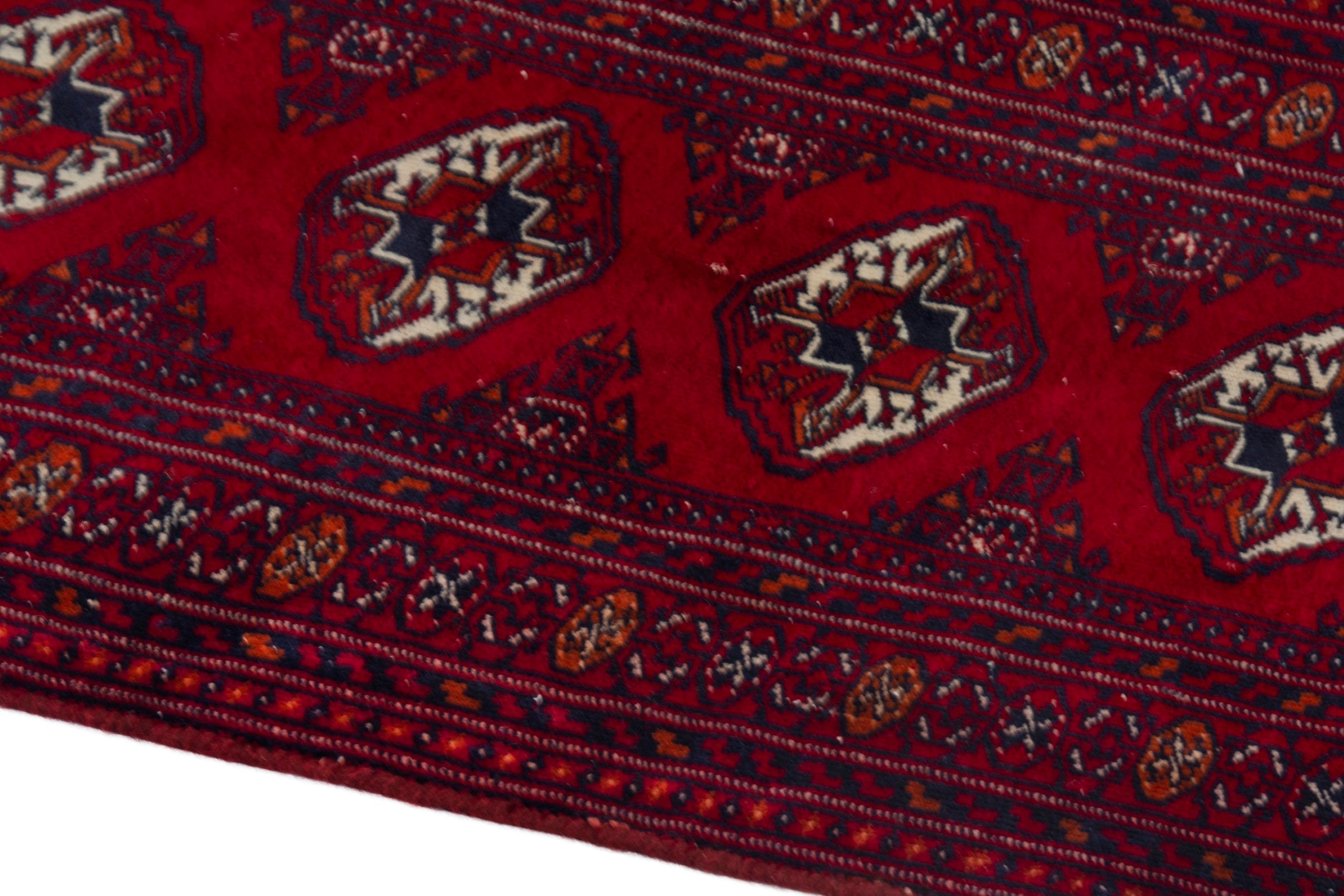 Persian Torkaman runner rug in deep red and burgundy, view 6 of 17
