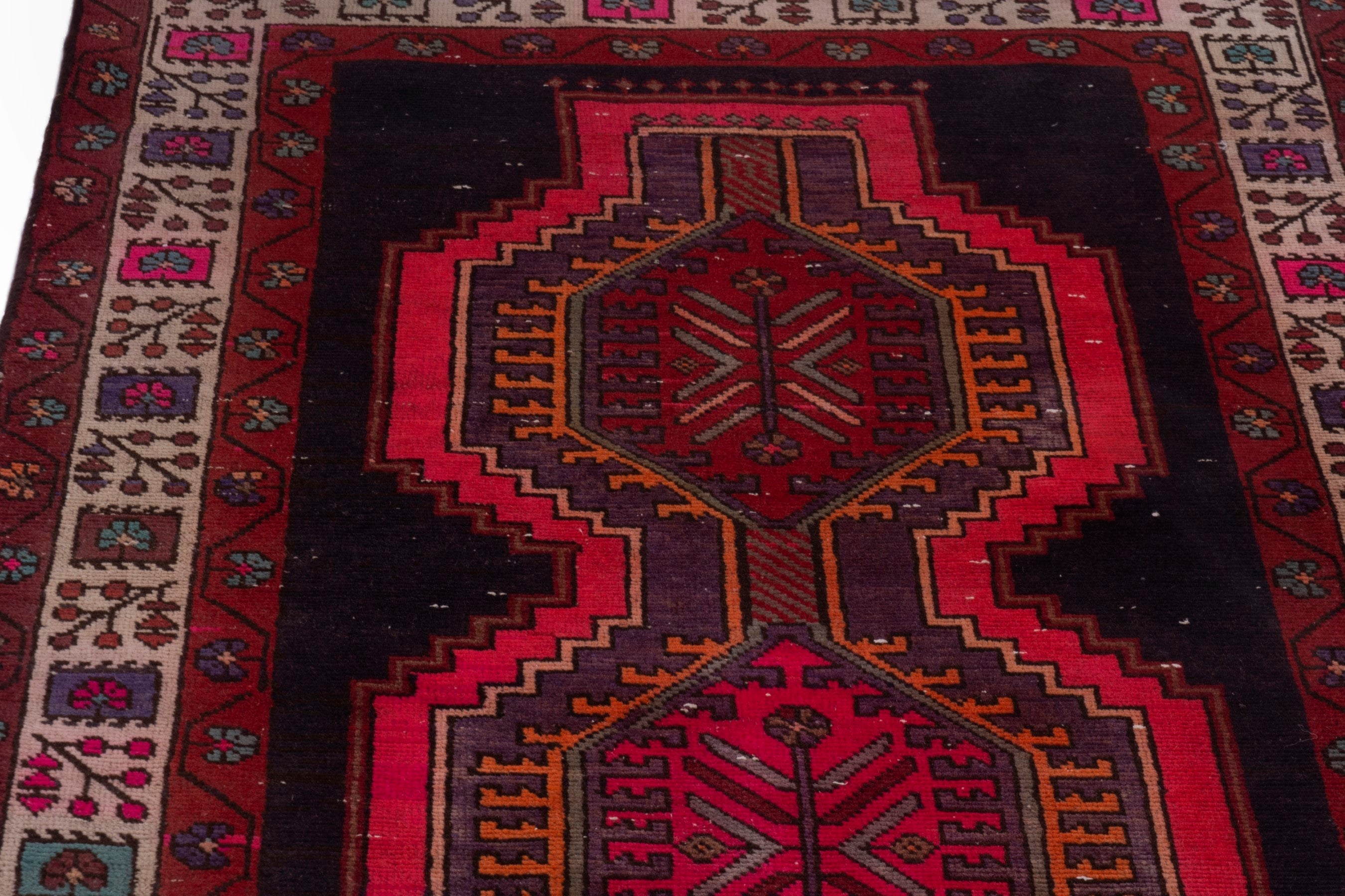 Persian Ardabil runner rug in dark blue and deep red, view 10 of 20