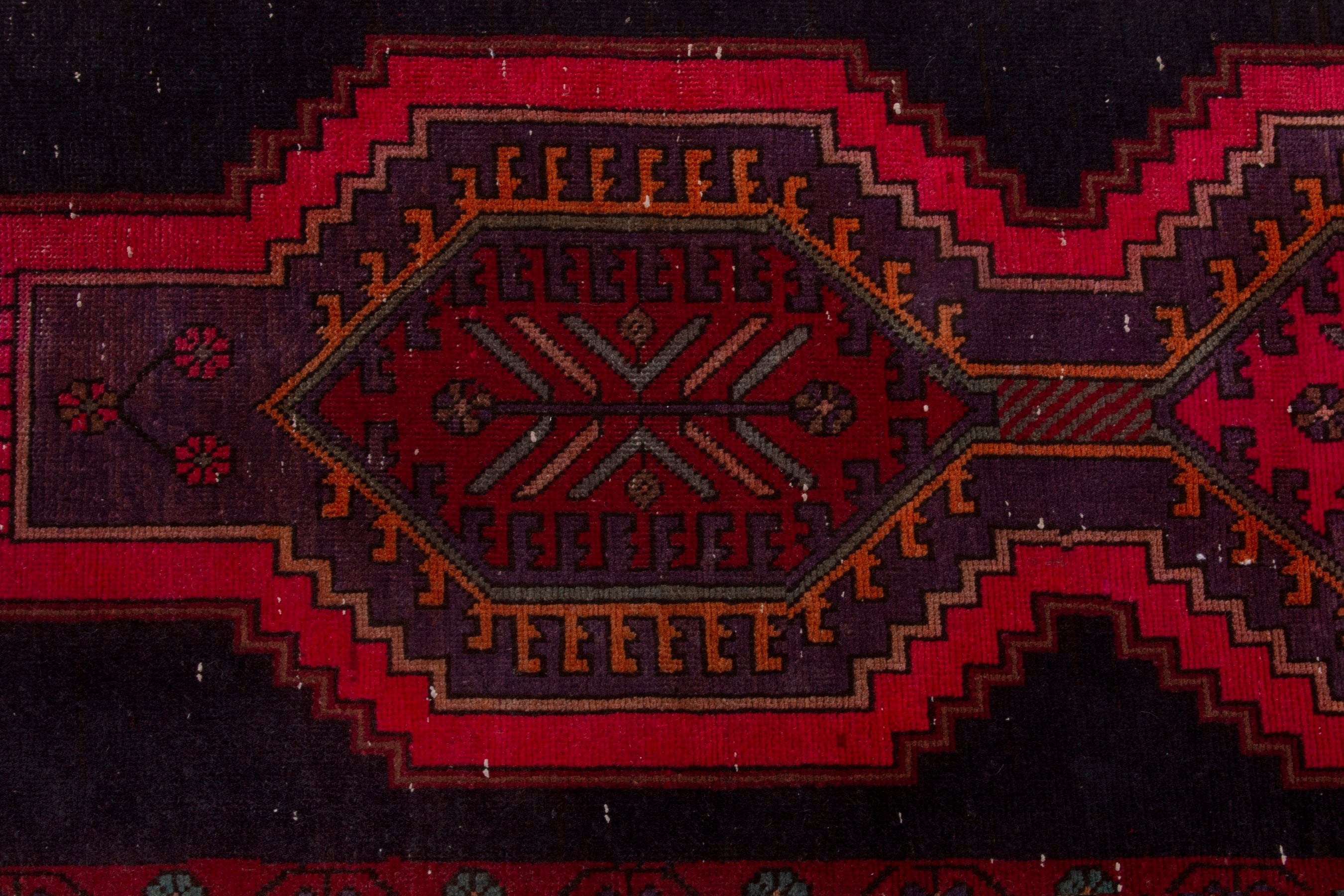 Persian Ardabil runner rug in dark blue and deep red, view 12 of 20