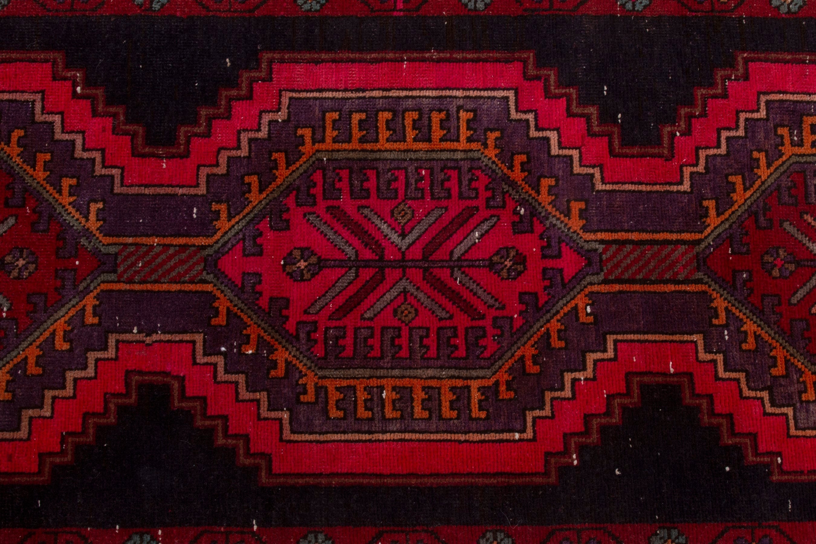 Persian Ardabil runner rug in dark blue and deep red, view 13 of 20
