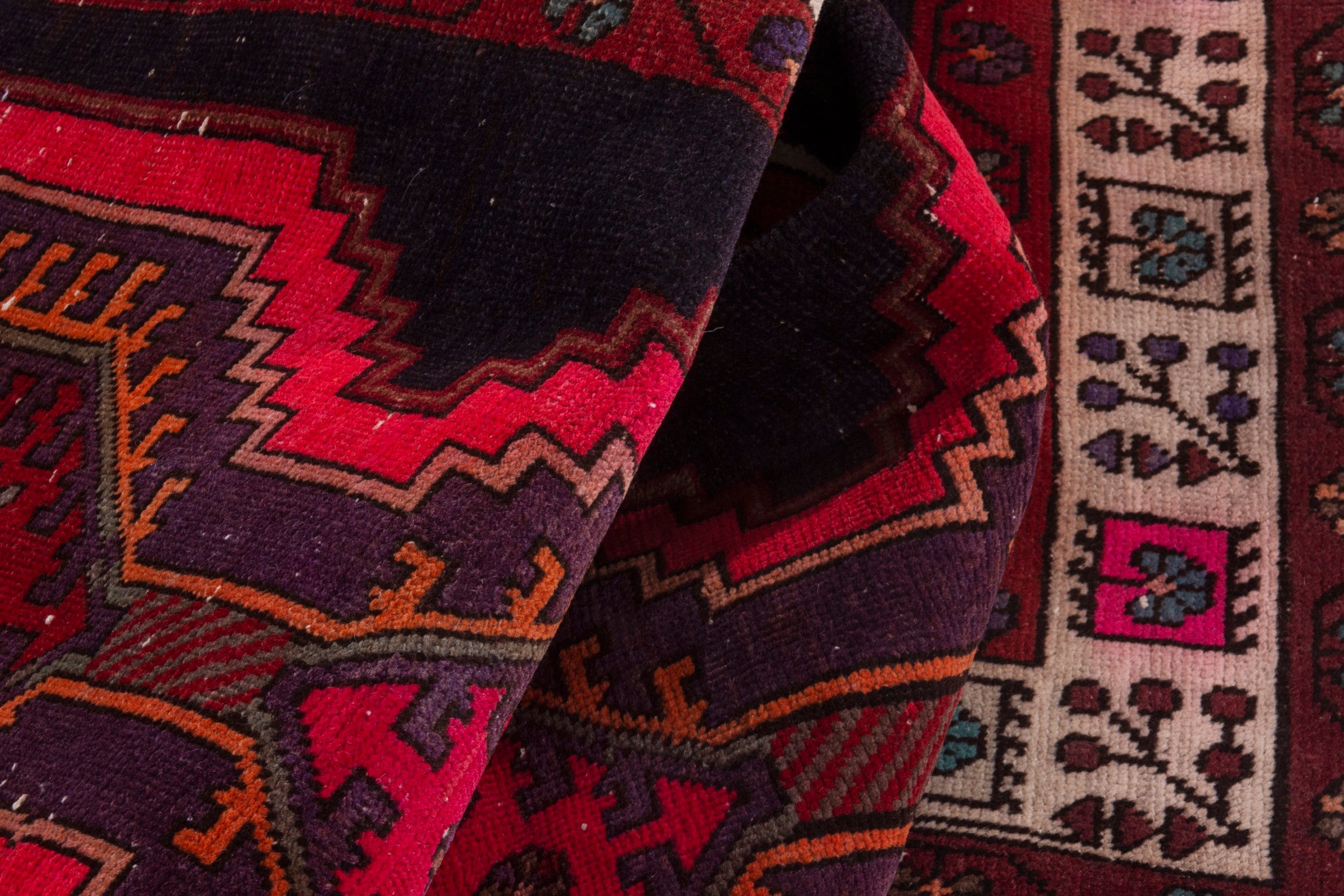 Persian Ardabil runner rug in dark blue and deep red, view 17 of 20
