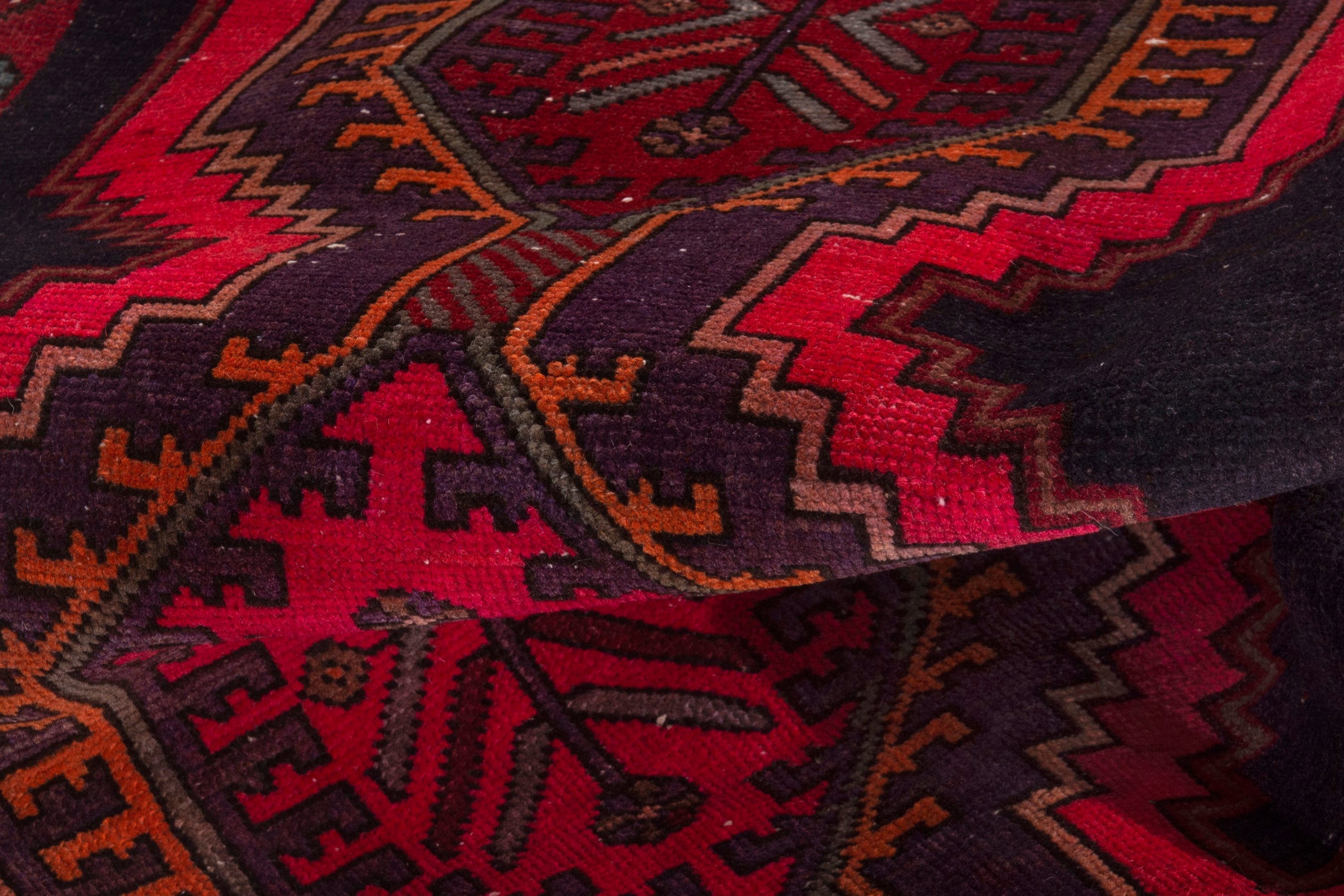 Persian Ardabil runner rug in dark blue and deep red, view 15 of 20