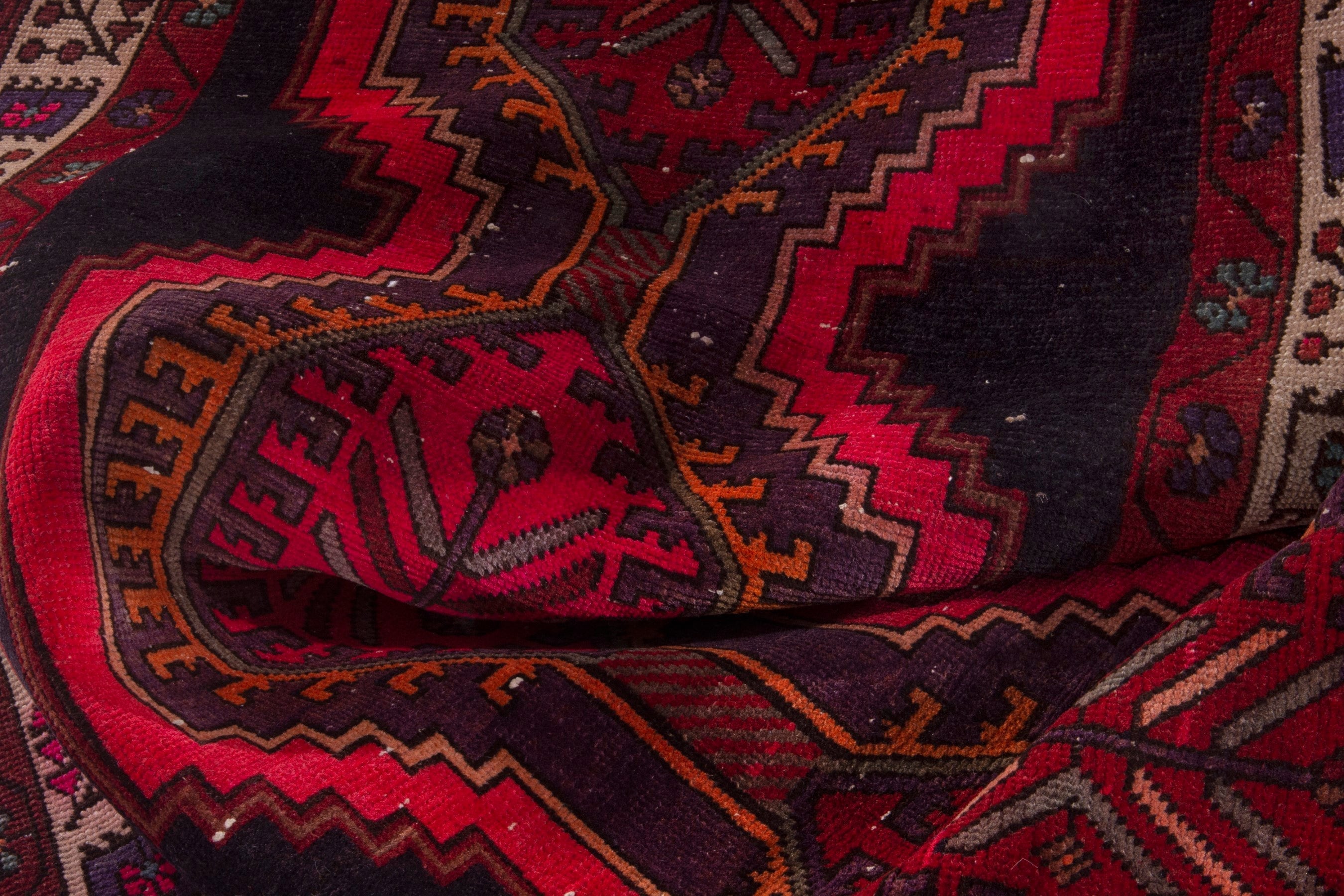 Persian Ardabil runner rug in dark blue and deep red, view 19 of 20
