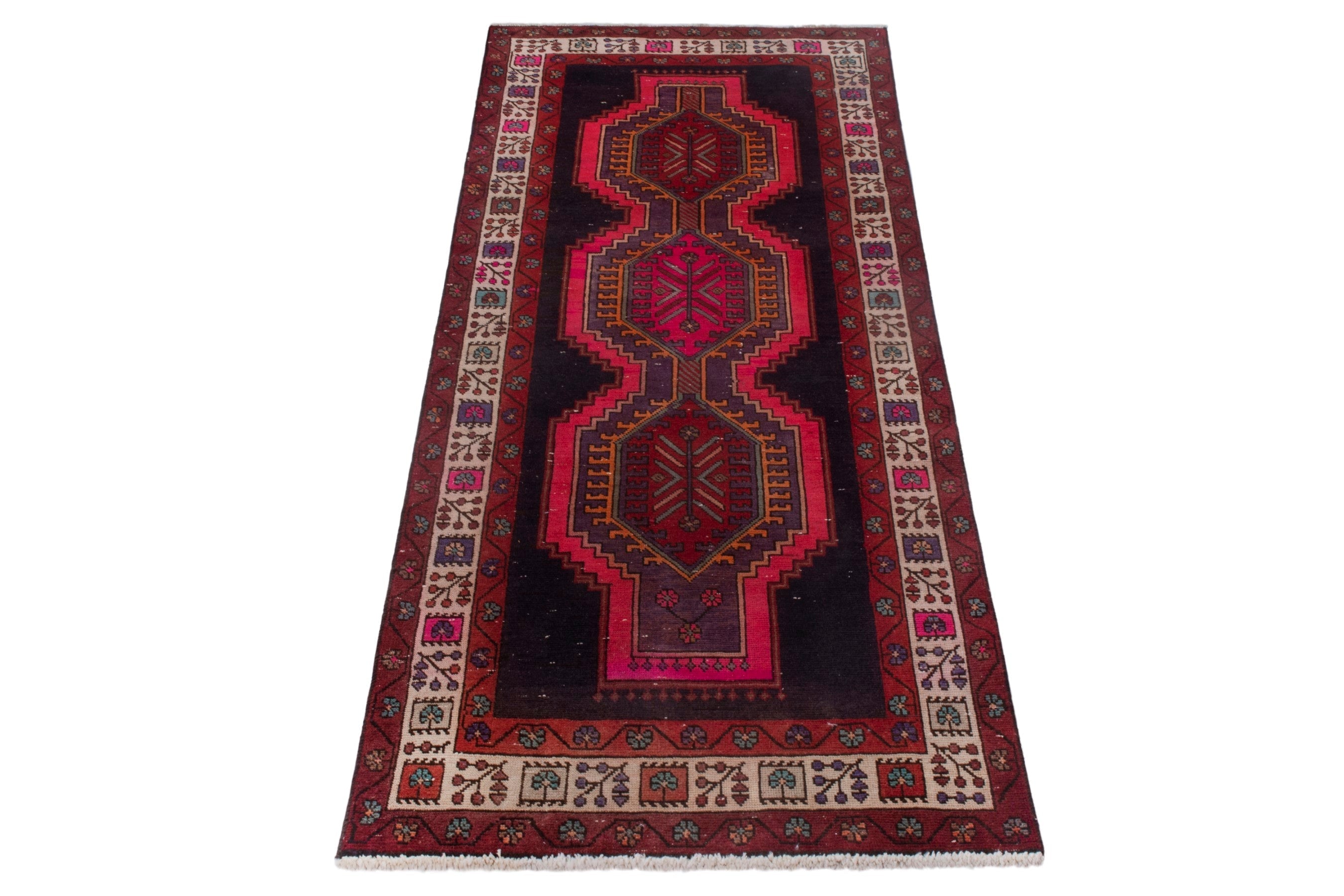 Persian Ardabil runner rug in dark blue and deep red, view 3 of 20