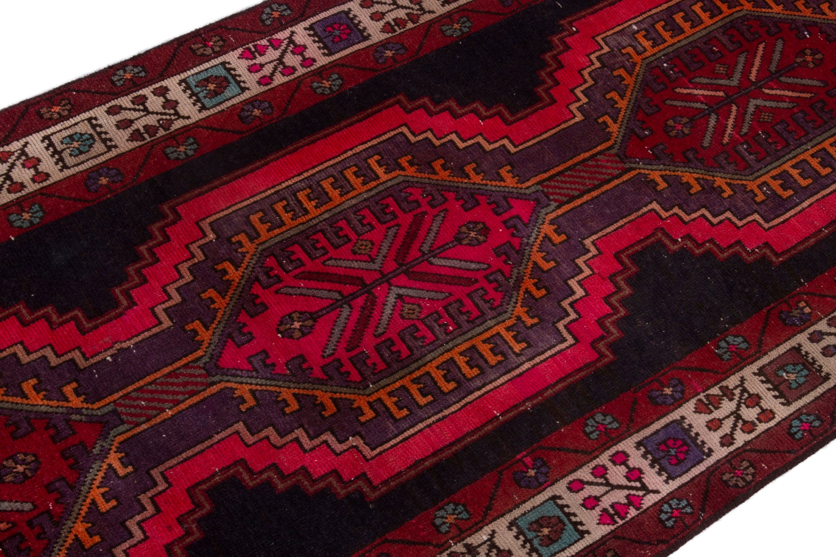 Persian Ardabil runner rug in dark blue and deep red, view 6 of 20